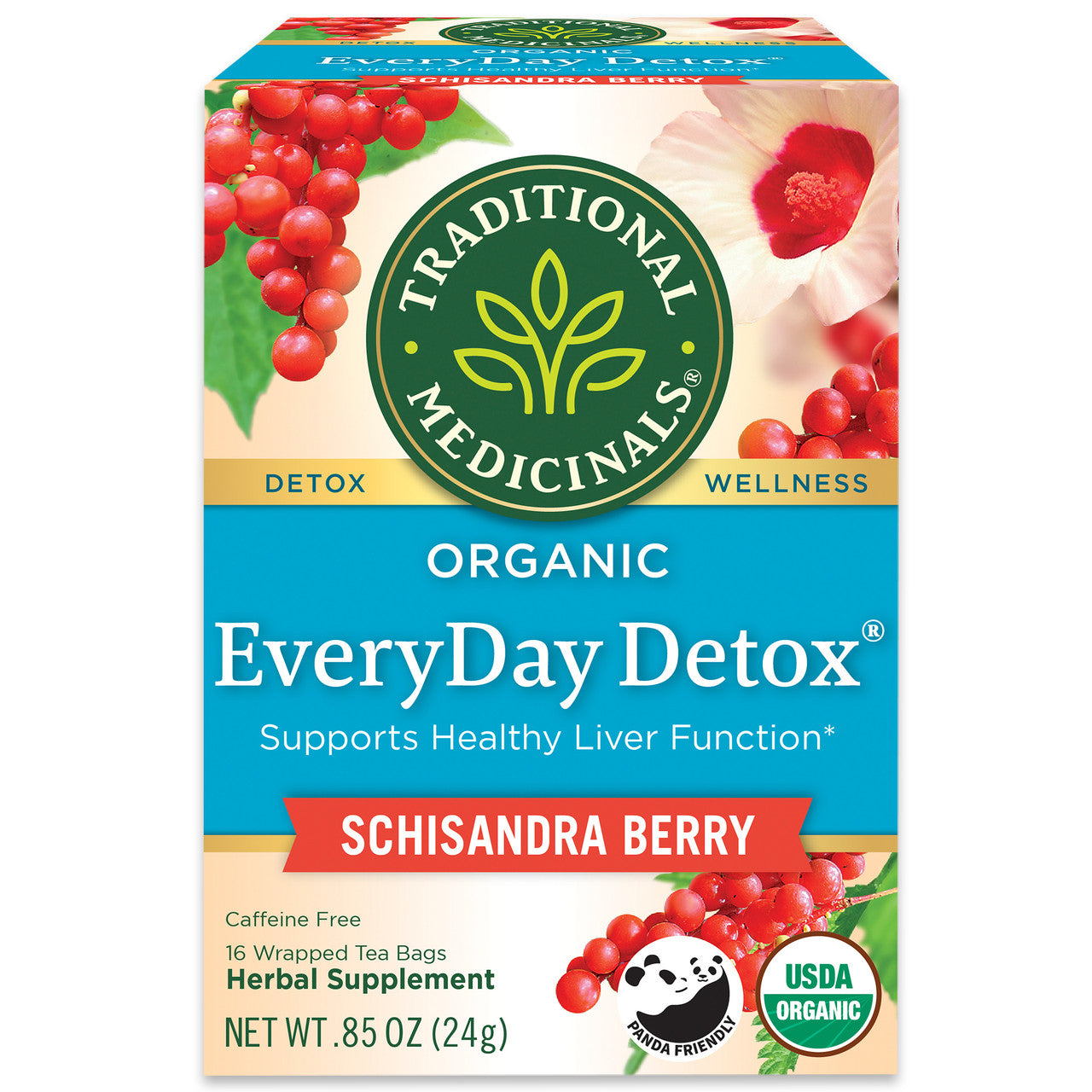 Traditional Medicinals Organic Everyday Detox Herbal Tea with Schisandra Berry – Liver & Kidney Support (6x16 Bags)