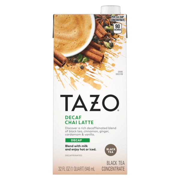 Tazo Decaf Chai Latte Concentrate – 32 fl oz (6 Pack) | Spiced Black Tea Blend