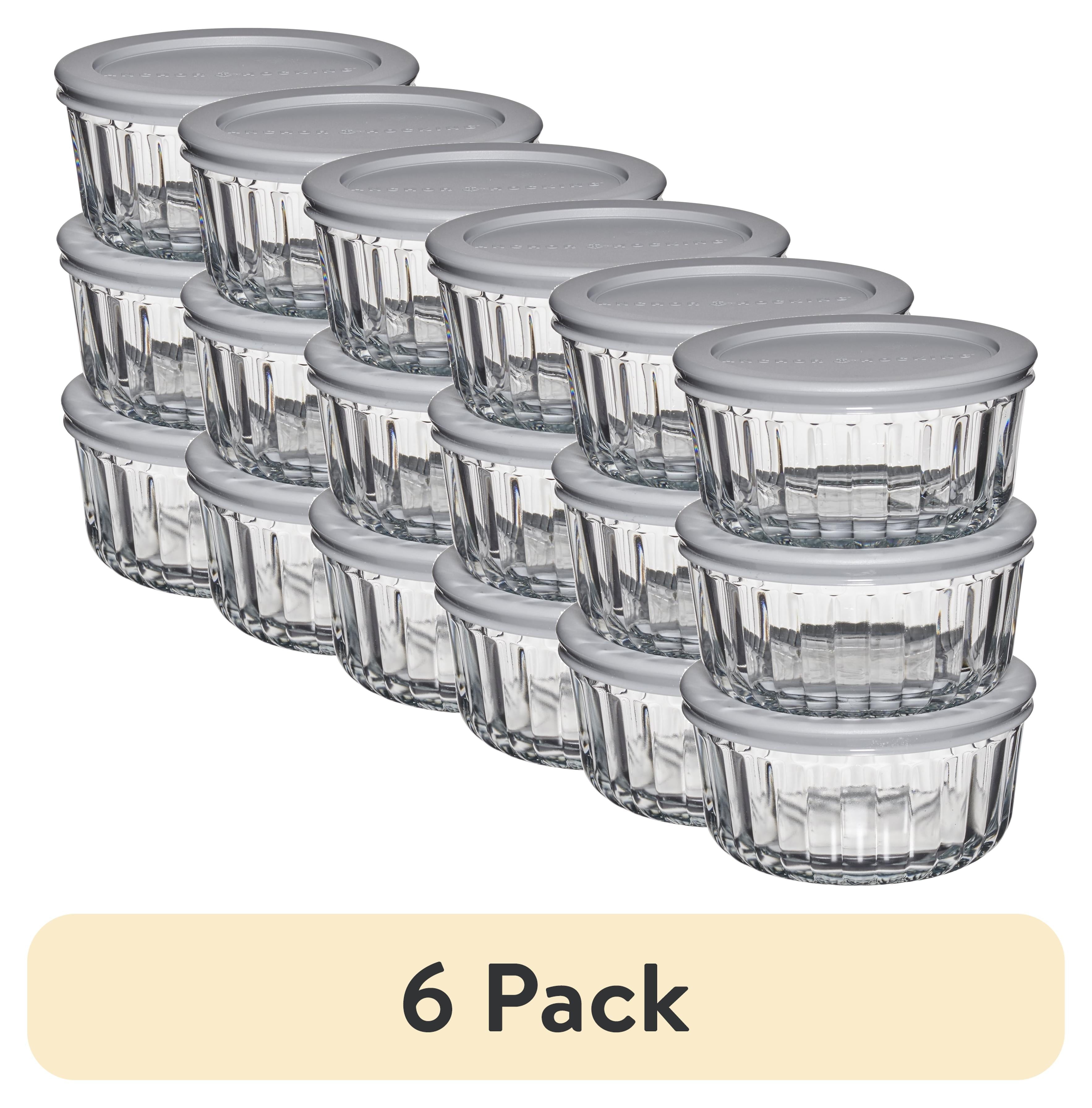 Anchor Hocking Sculpted Glass Food Storage Container with Lids, 2 Cup Round, Set of 3