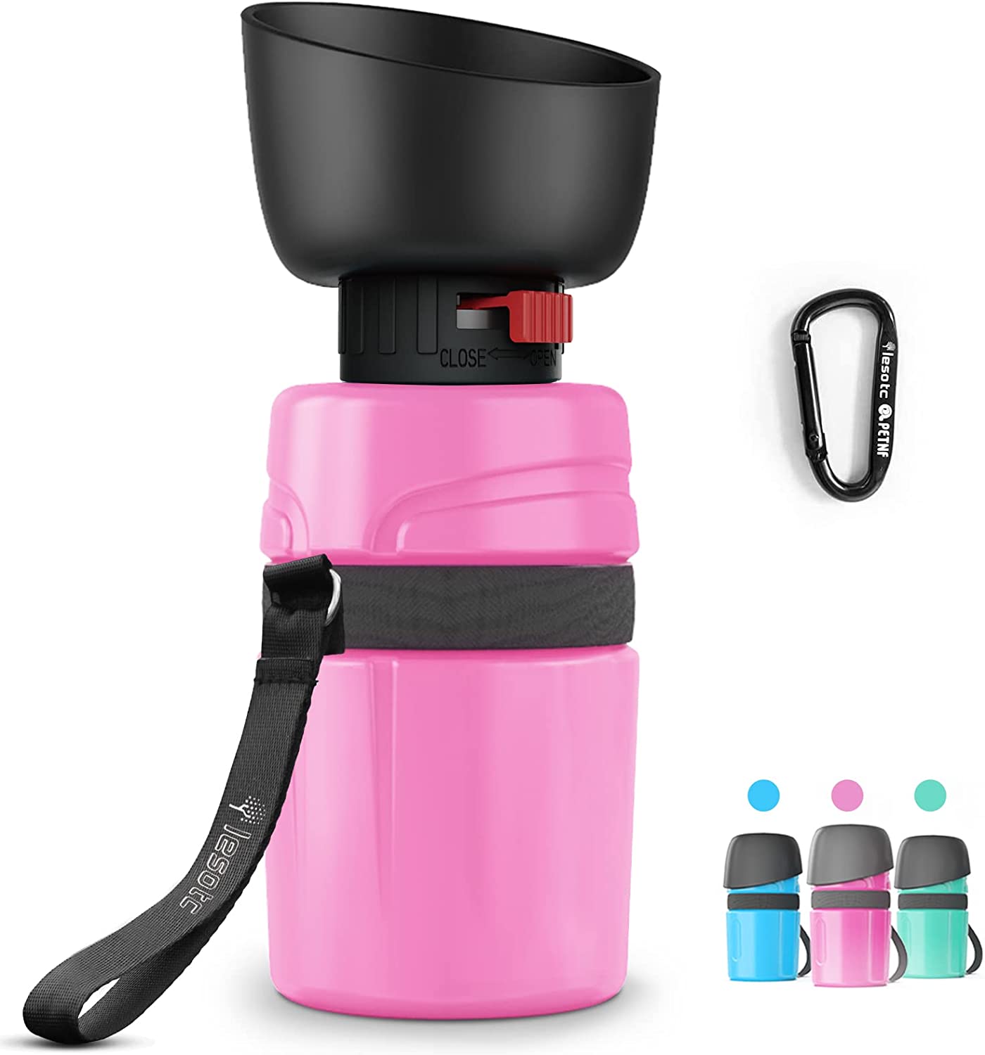 Lesotc Foldable Dog Water Bottle 21oz - BPA Free, Leak-Proof Portable Pet Hydration for Travel & Outdoor Activities 