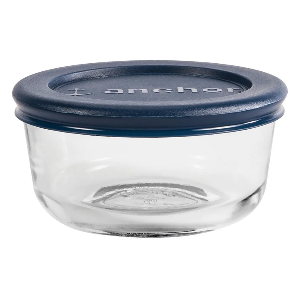 Anchor Hocking Glass Food Storage Containers with Lids, 1 Cup Round, Set of 4