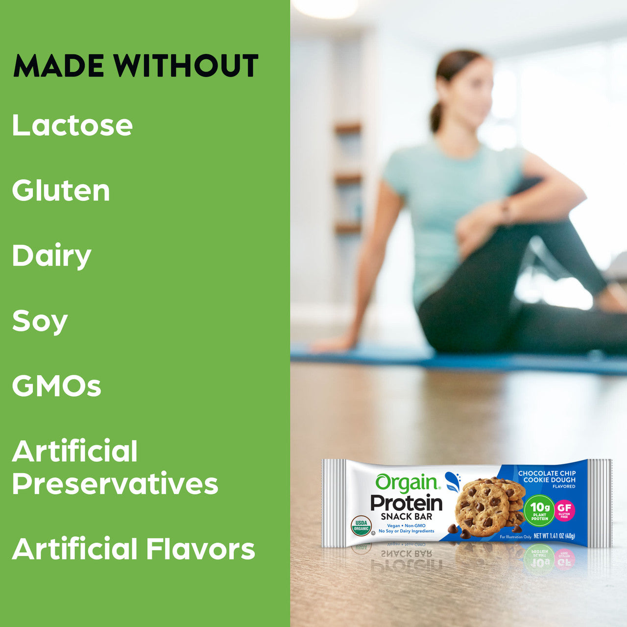 Orgain Organic Protein Snack Bar Chocolate Chip Cookie Dough (12 x 1.41 oz) | 10g Plant-Based Protein, Gluten-Free, Vegan