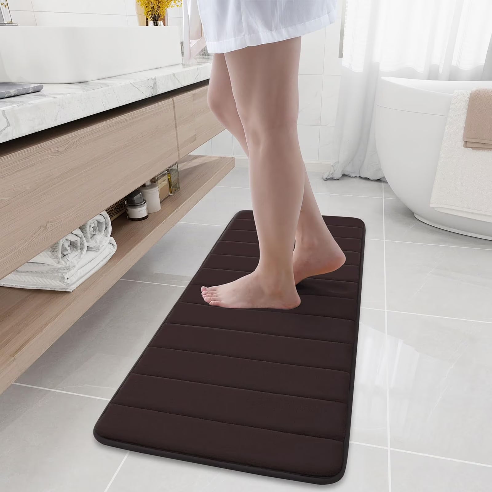 Buganda Memory Foam Bath Mats Soft Absorbent Bathroom Rugs 20" X 30", Black