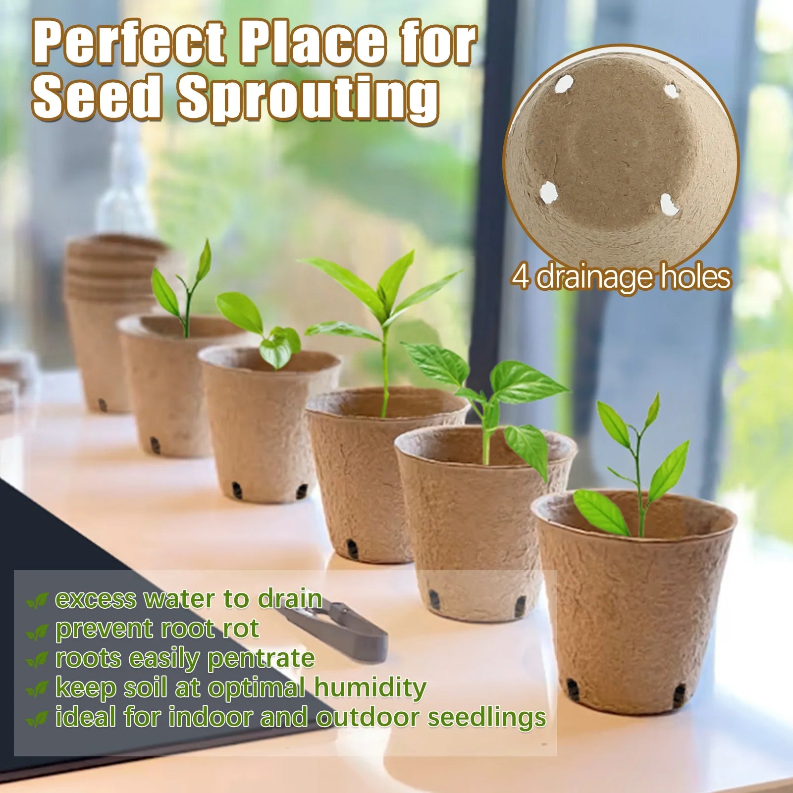 Fabulas 120 Pack Peat Pots for Seedlings, 3.15 Inch Biodegradable Seed Starter Planting Pots for Seedlings