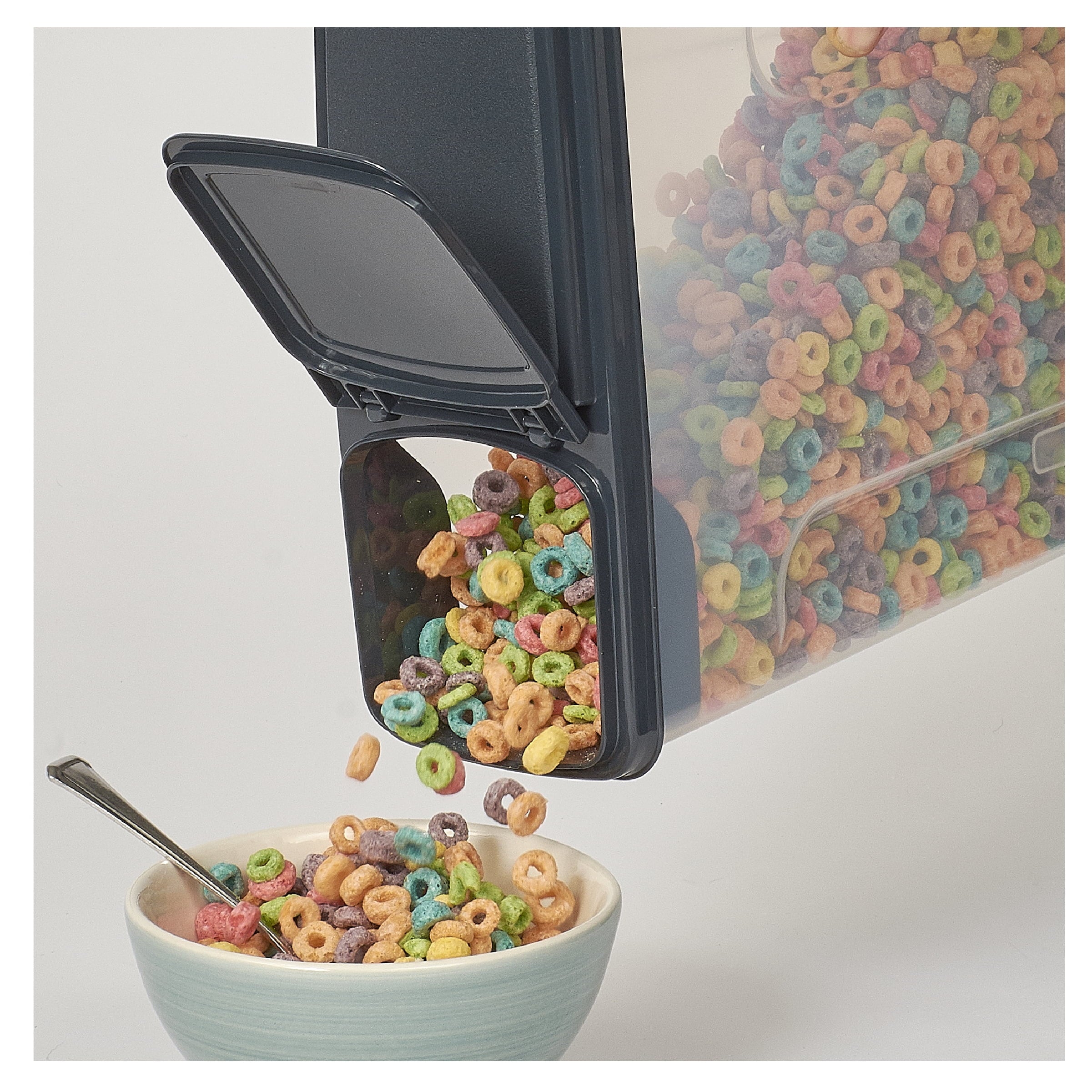 Mainstays 2-Pack Plastic Cereal Keeper Storage Containers, Kitchen Pantry Organizer Canisters for Cereal and Dry Food Storage, 24 Cup Capacity, Dark Gray Lid