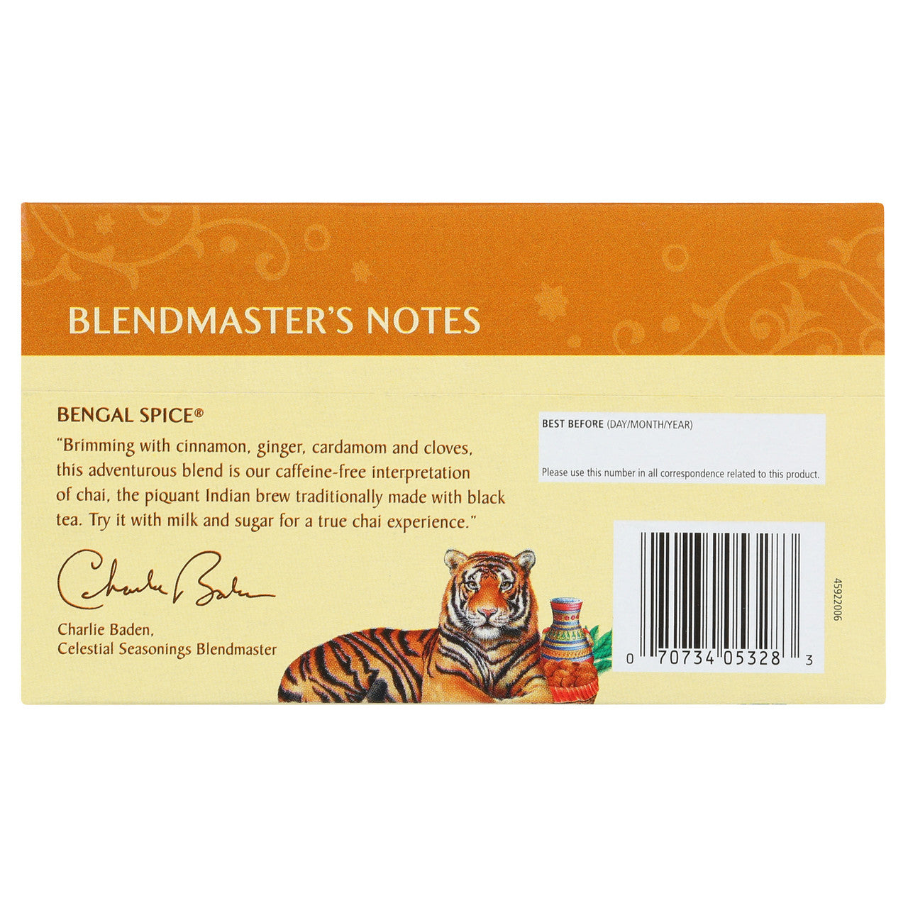 Celestial Seasonings Bengal Spice Herbal Tea – Caffeine-Free Chai Inspired Blend (6x20 Bags)