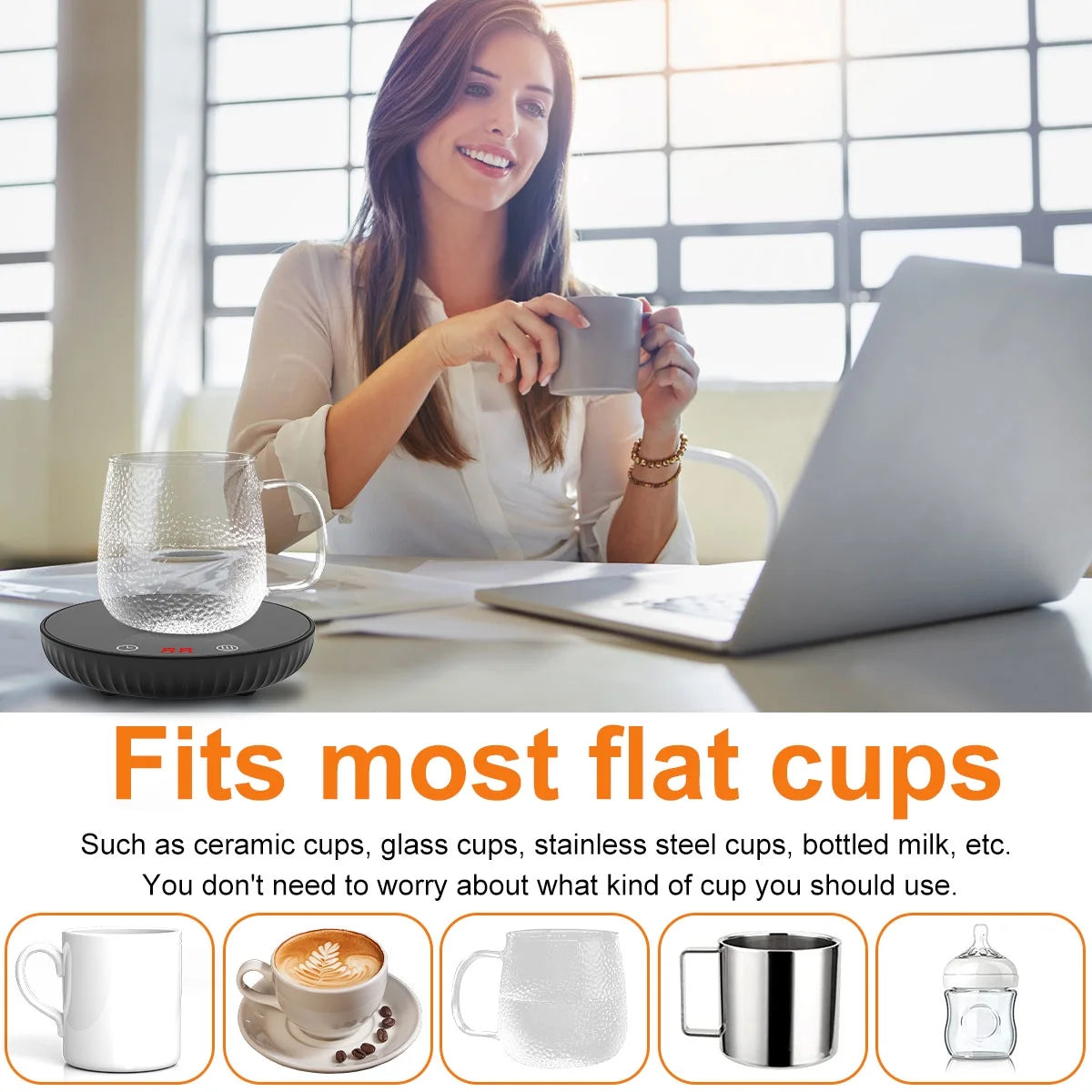 Hvxrjkn Coffee Mug Warmer, Candle Warmer with Auto Shut off & 2-Temp Settings & 12-Hour Timer for Desk Home Office, Beverage Warmer(No Cup)