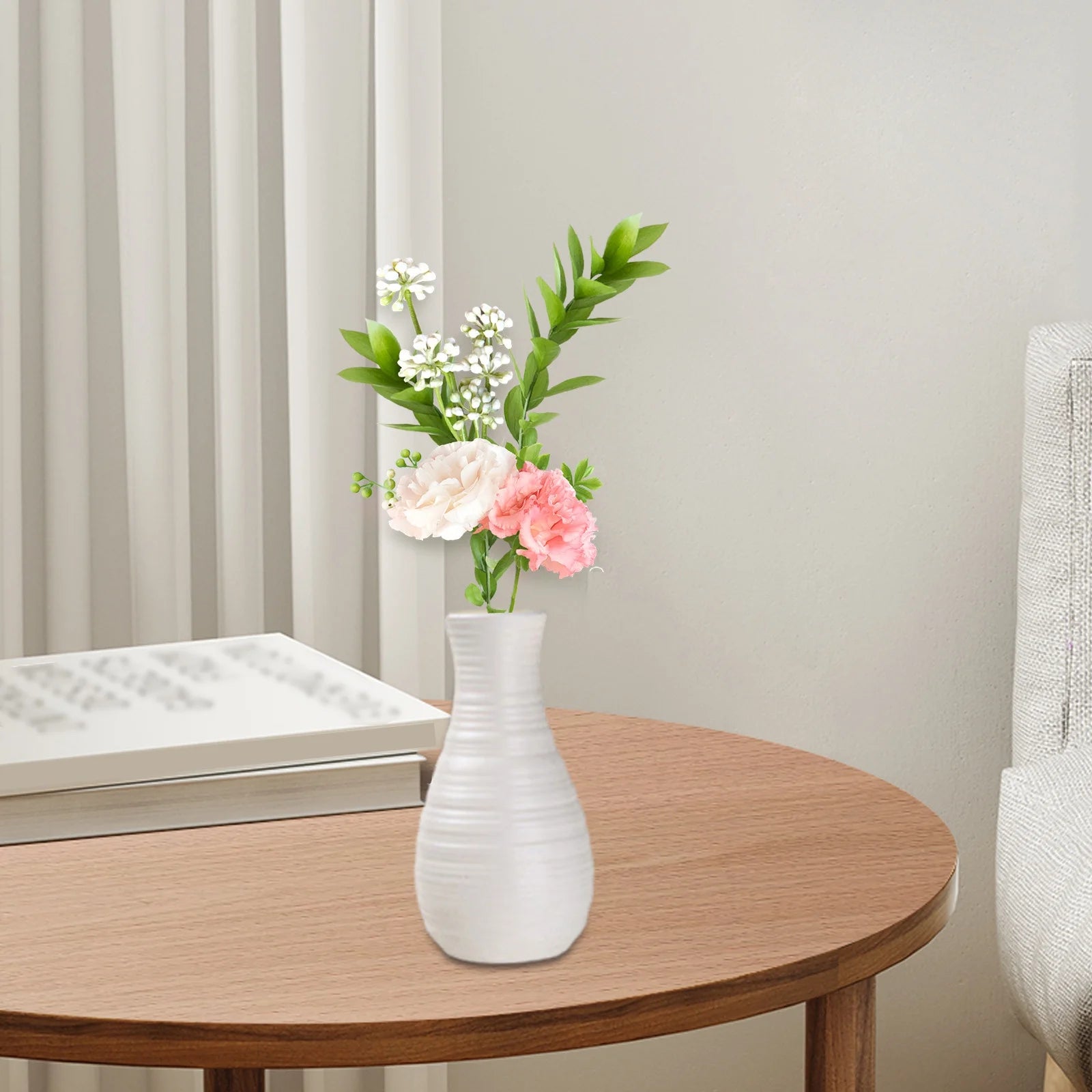 White Tall Floor Vase, 8.27×2.16" Vase, Decorative Flower Vases for Modern Home Decor Living Room Office Bedroom Kitchen Wedding Centerpieces Farmhouse Decor Cute Vases, Home Gifts Women Mom
