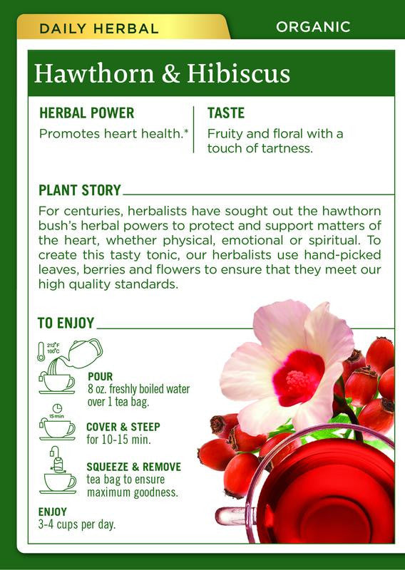 Traditional Medicinals Organic Hawthorn & Hibiscus Tea – Heart Health Herbal Blend (6x16 Bags)