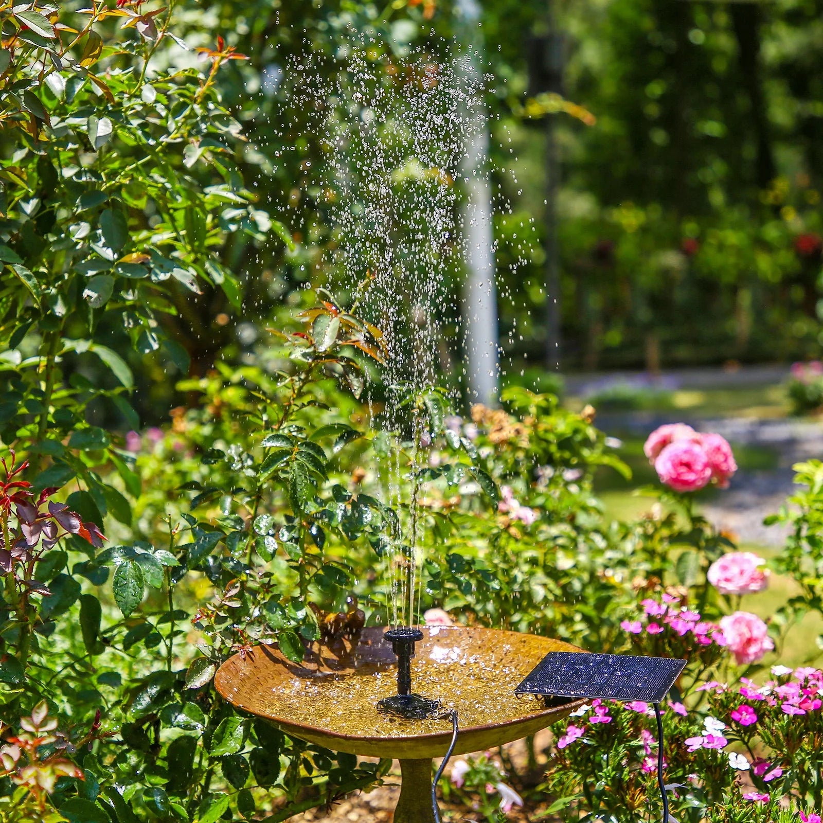 AISITIN Solar Fountain Water Pump, 1.5W Solar Powered Bird Bath Fountain, Submersible Water Pump Kit Solar Panel Kits for Outdoor Pool, Small Pond, Garden Fish Tank