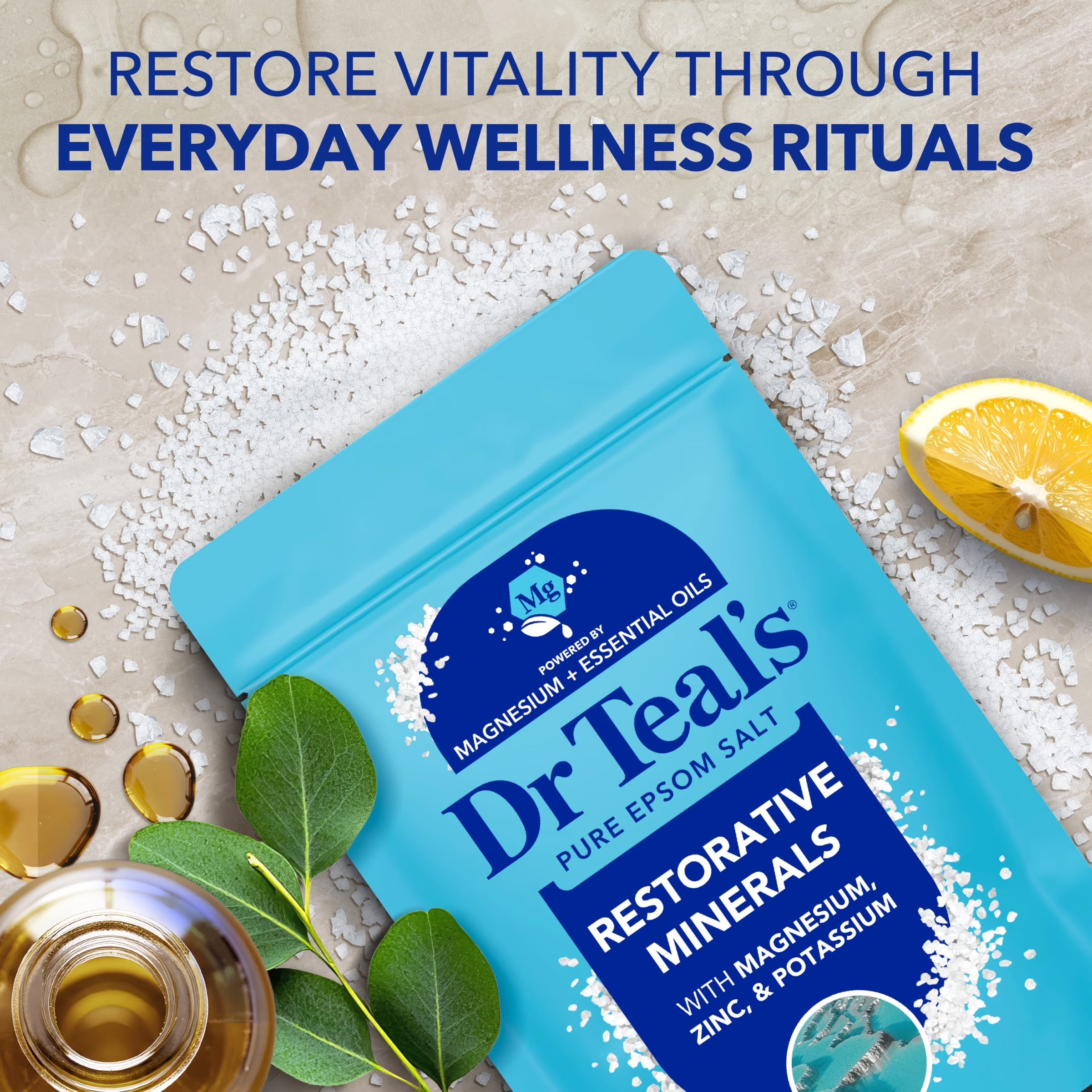 Dr Teal'S Epsom Salt Magnesium Soak, Restorative Minerals with Potassium & Zinc, 3 Lbs