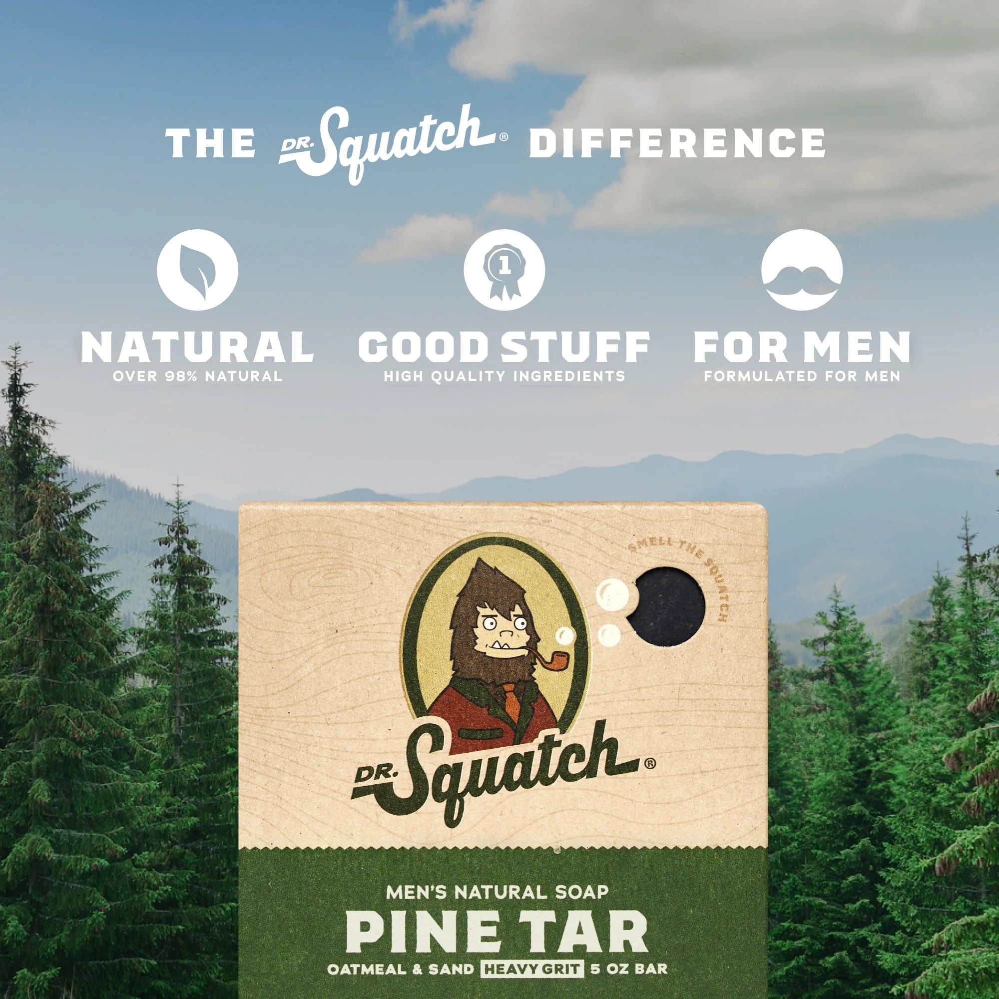 Dr. Squatch Pine Tar Natural Bar Soap for Men, 5 Oz