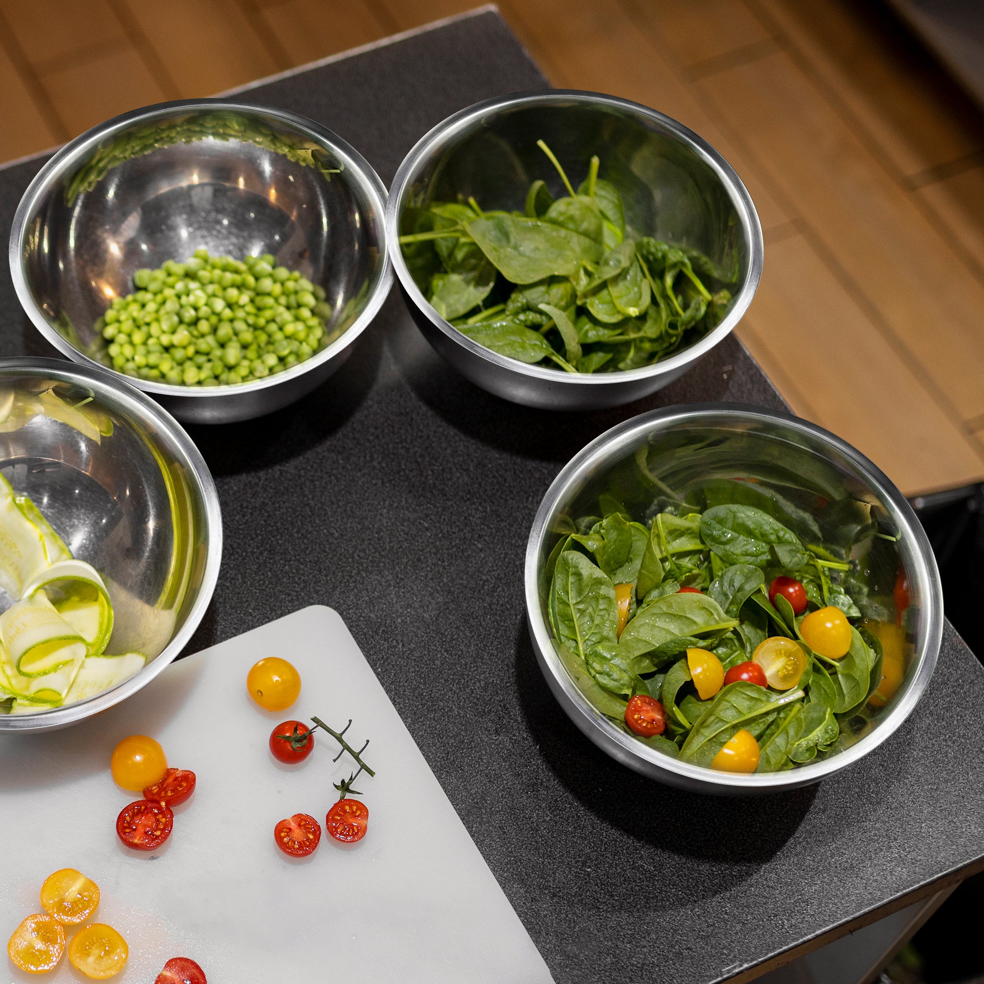 Stainless Steel Mixing Bowl Set Metal Nesting Bowls Space Saving Storage