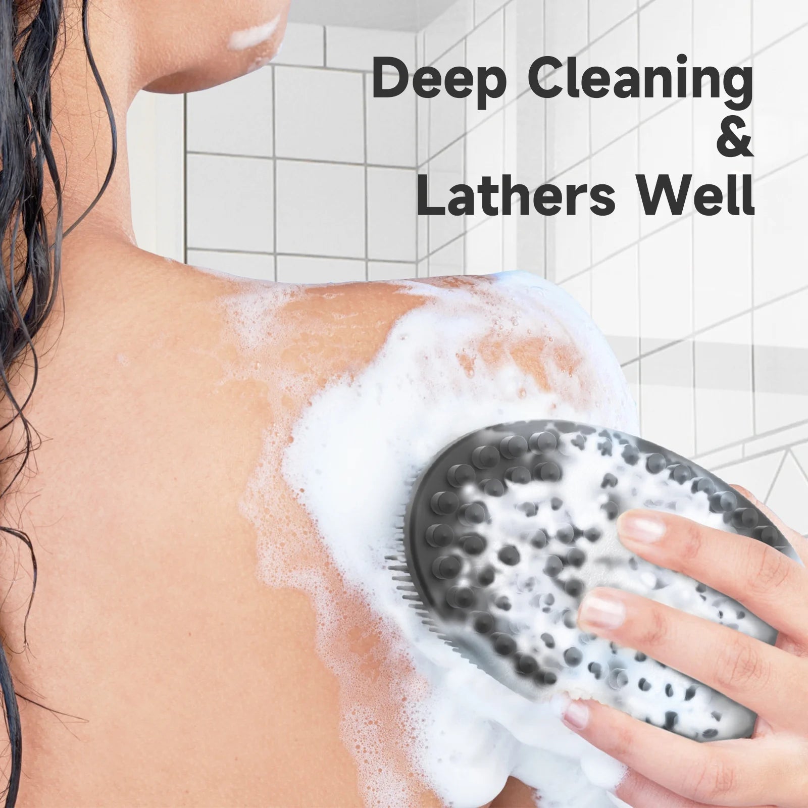 Metene Soft Silicone Body Scrubber, Exfoliating Shower Scrubber for Cleansing Skin, Lathers Well