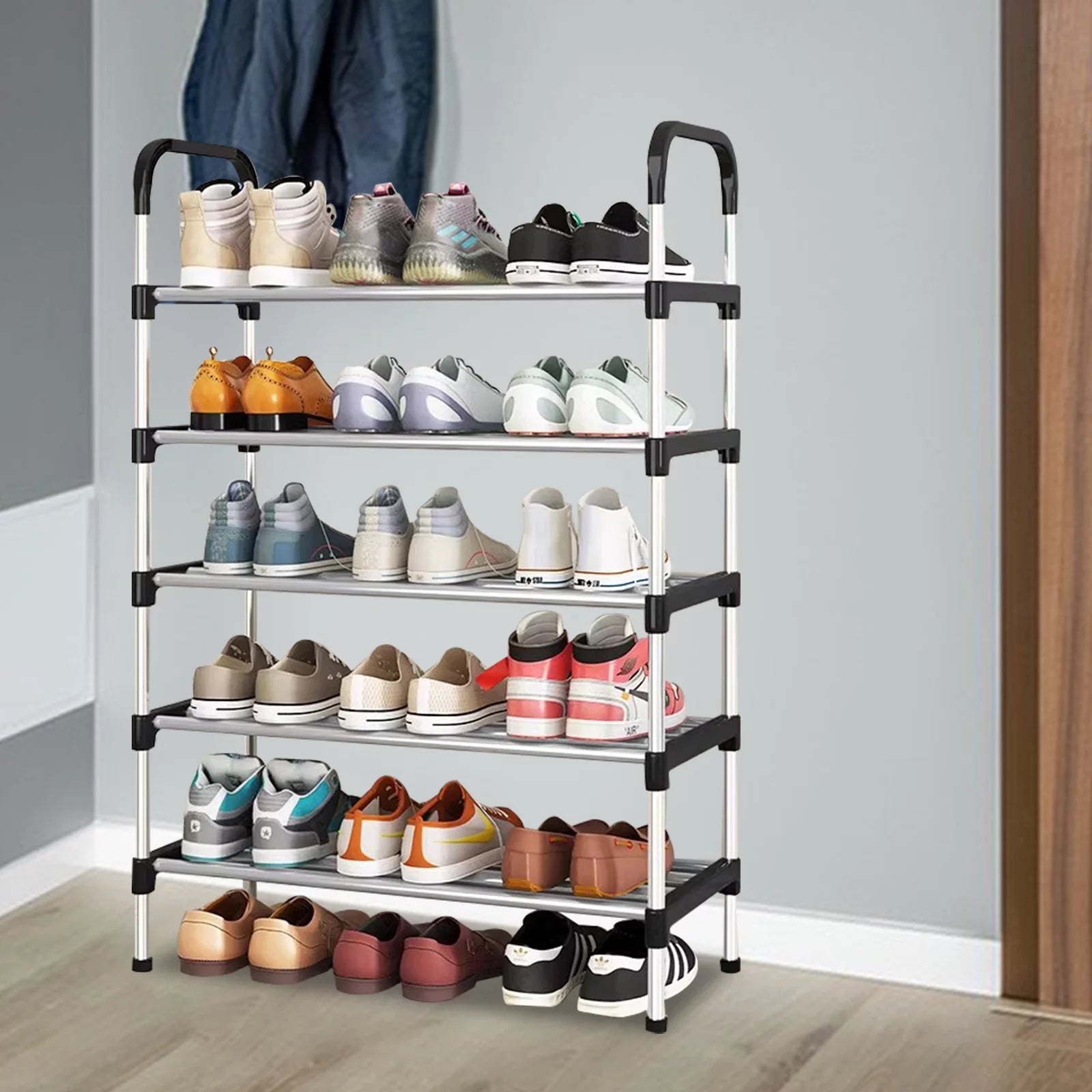 YOYTOO 5 Tier Shoe Rack, Stackable Metal 15 Pairs Shoes Organizer Storage Shelf for Closet Door Entryway