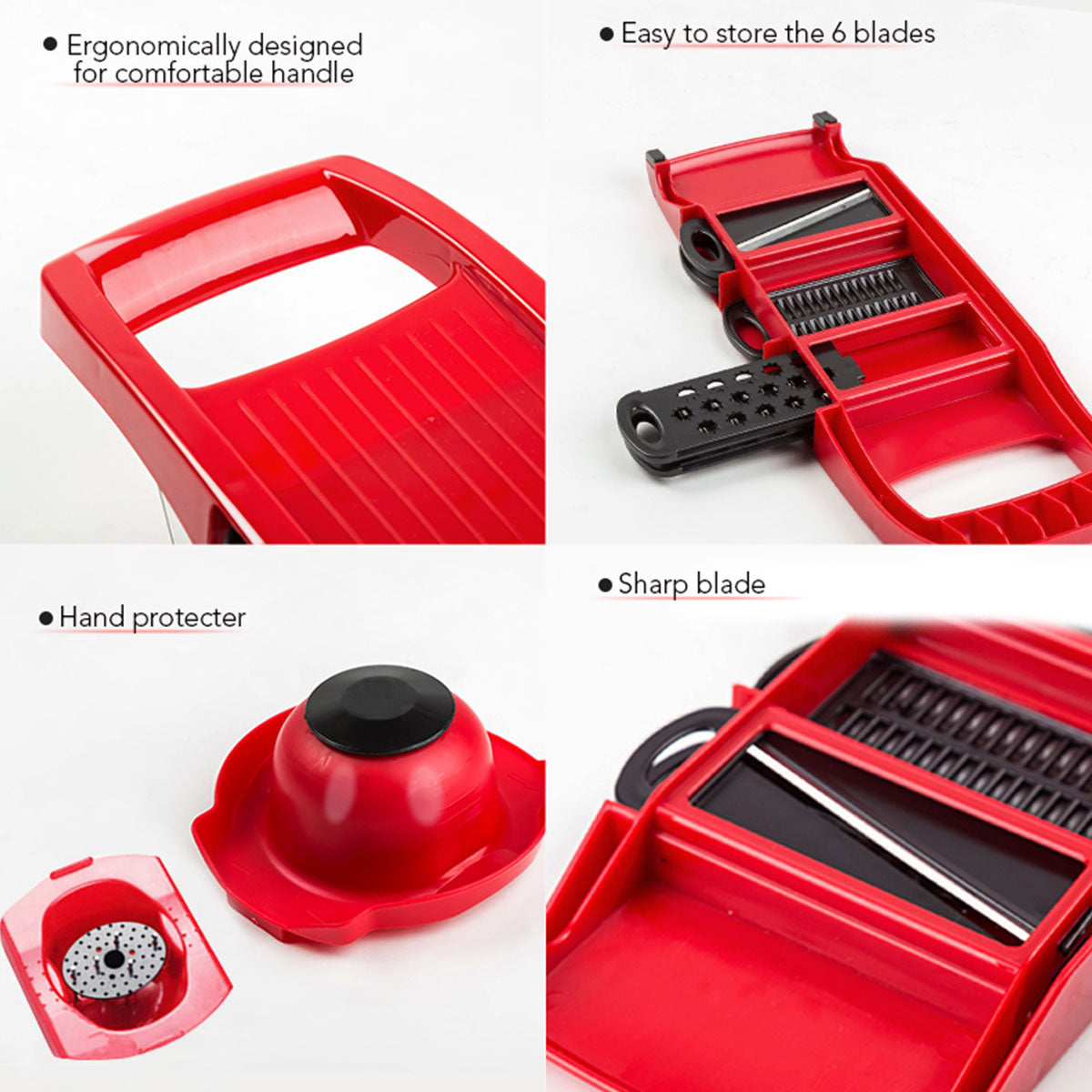 Xiyztok Cooking Vegetable Cutter with 6 Blades Multifunctional Mandoline Onion Vegetable Chopper Time Saving Fruits Dicer Kitchen Food Slicer Mincer with Container for Salad Potato Cheese
