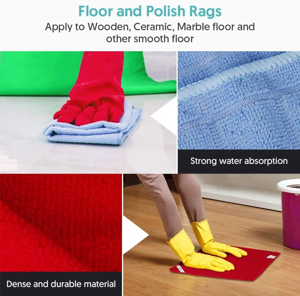 SUGARDAY 10 Pack Microfiber Cleaning Cloths Reusable Rags for Glass Kitchen Cleaning Washable Dish Cloth