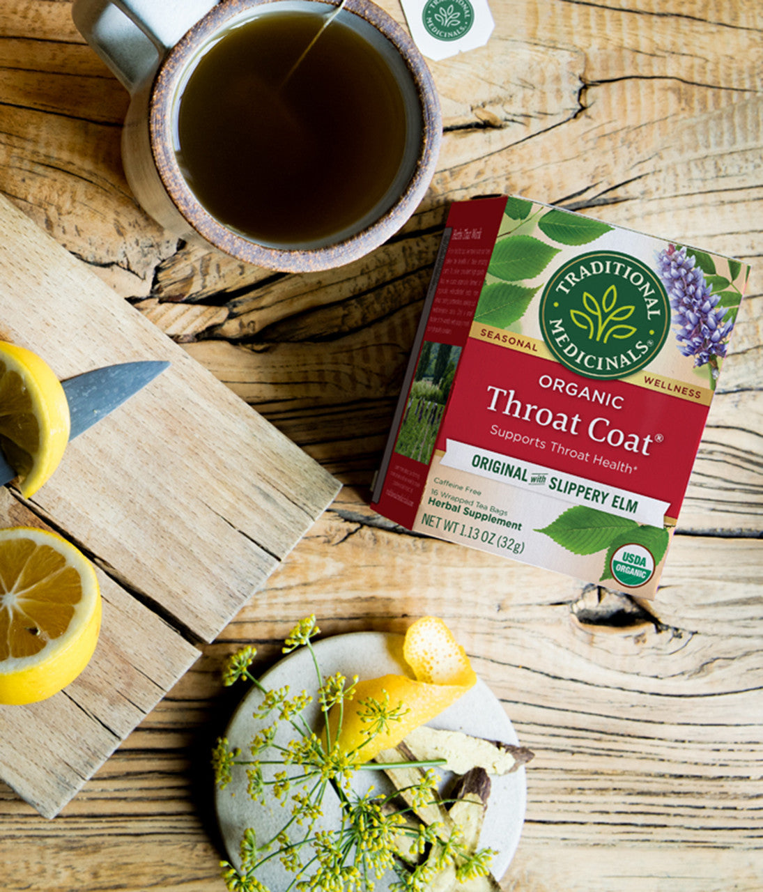 Traditional Medicinals Throat Coat Herbal Tea – Organic Soothing Tea for Throat Health (6x16 Bags)