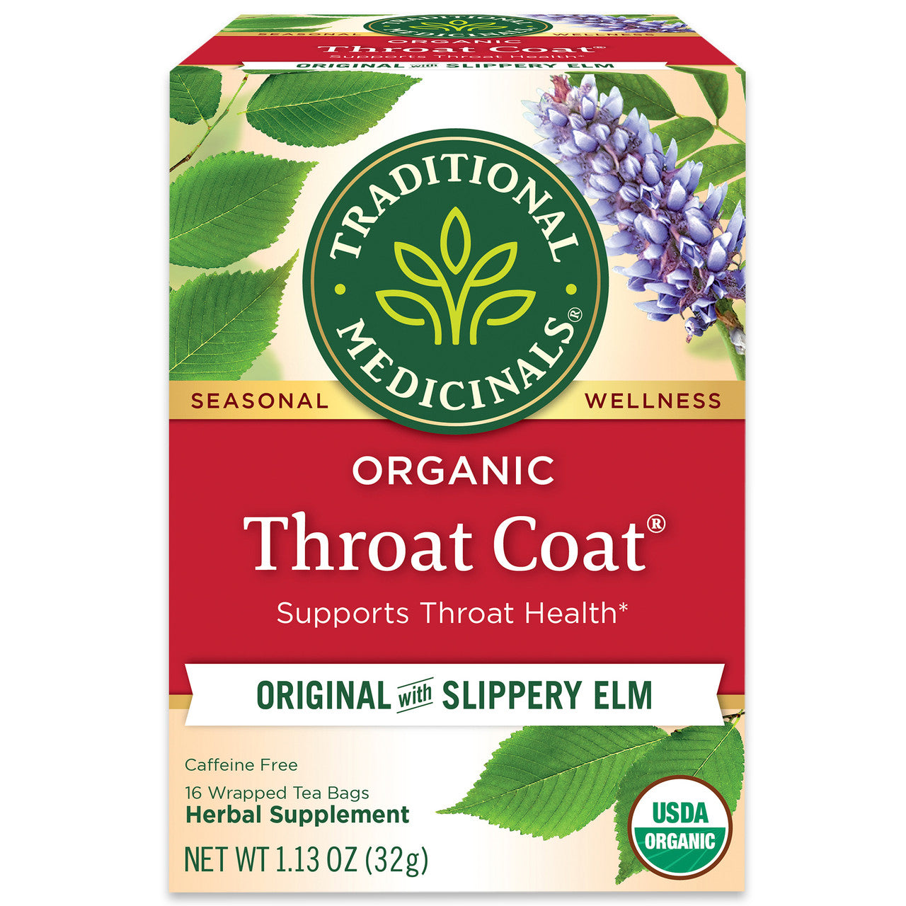 Traditional Medicinals Throat Coat Herbal Tea – Organic Soothing Tea for Throat Health (6x16 Bags)
