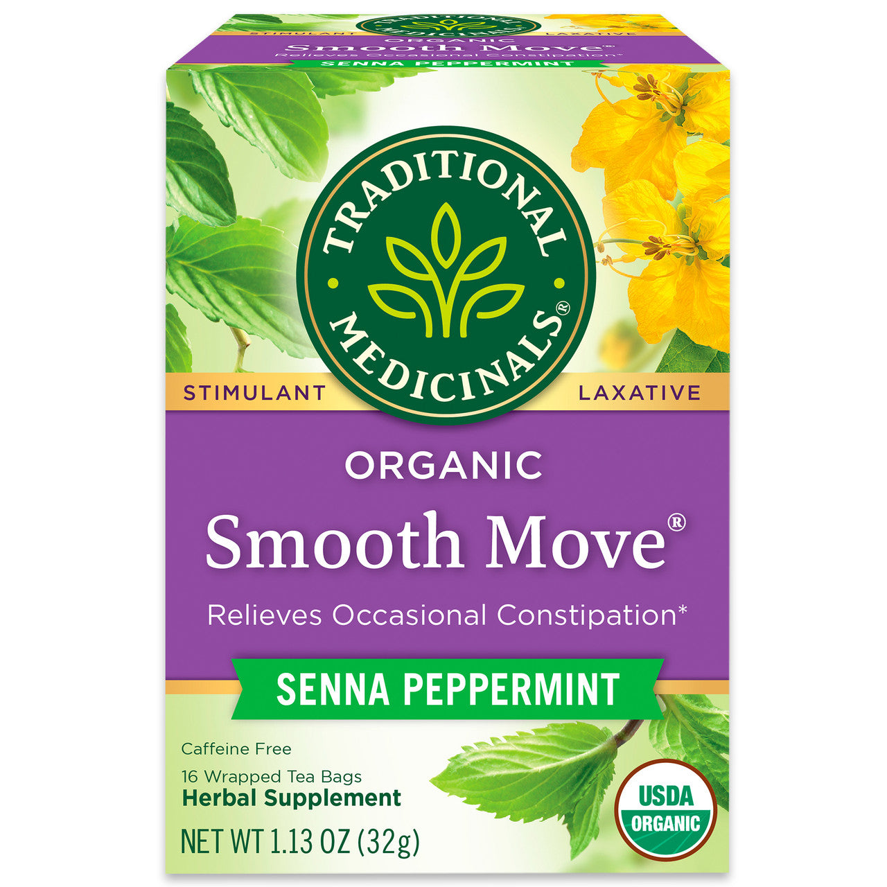 Traditional Medicinals Organic Smooth Move Peppermint Tea – Natural Constipation Relief (6x16 Bags)
