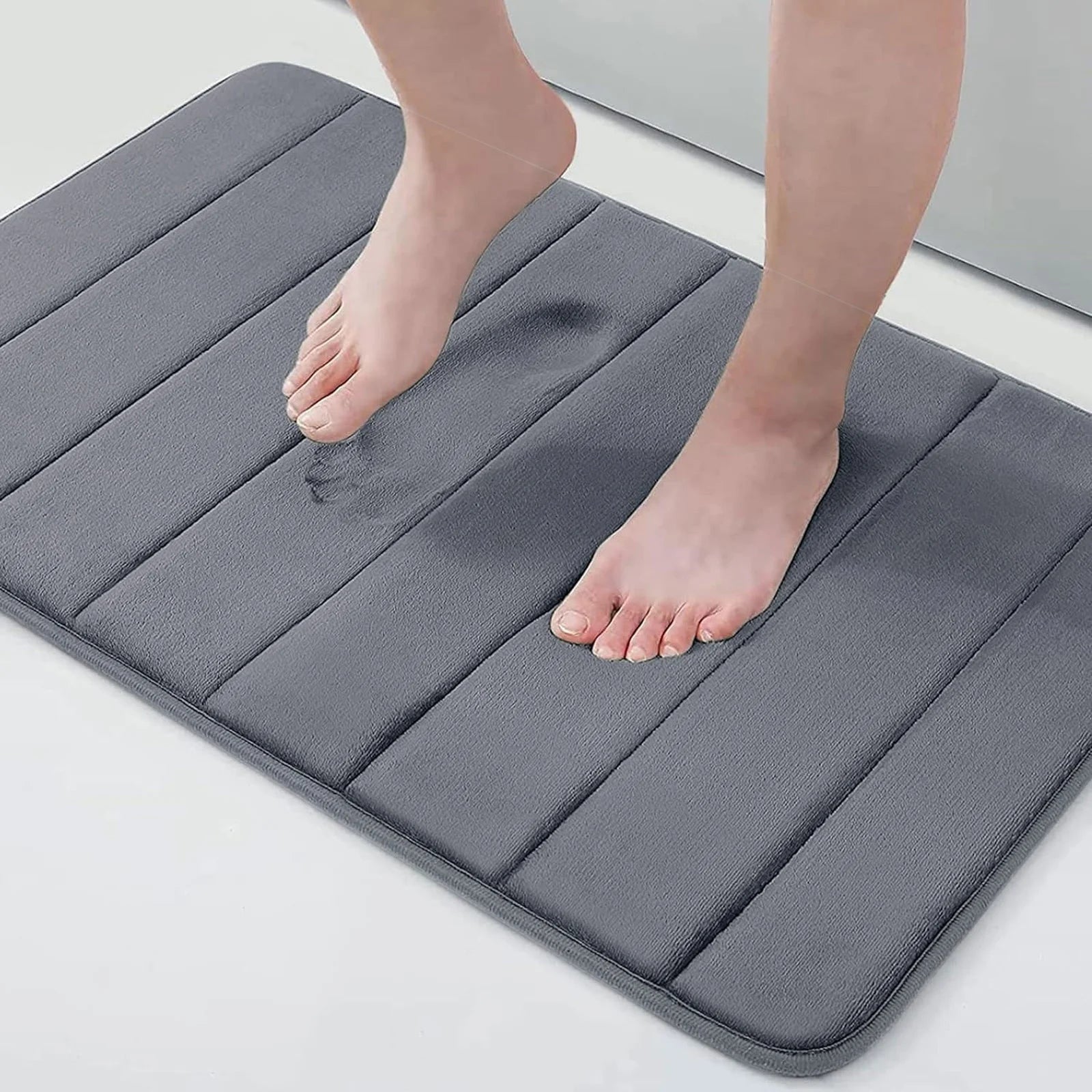 Buganda Memory Foam Bath Mats Soft Absorbent Bathroom Rugs 20" X 30", Black