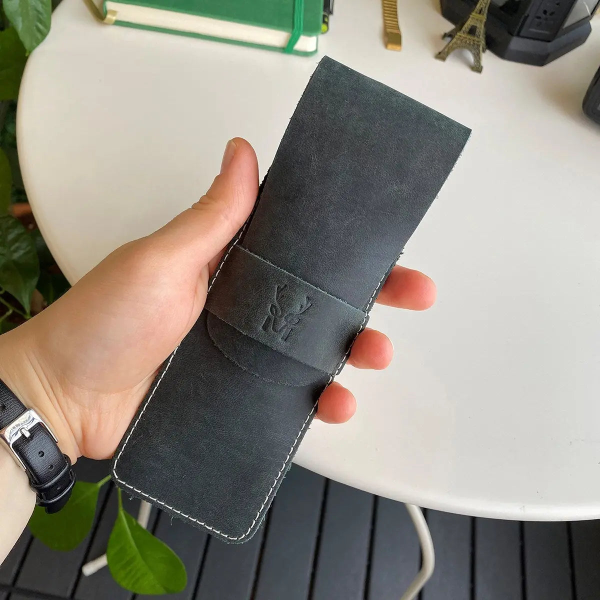 Zey Premium Leather Travel Pen Case & Minimalist Pencil Holder Hodica