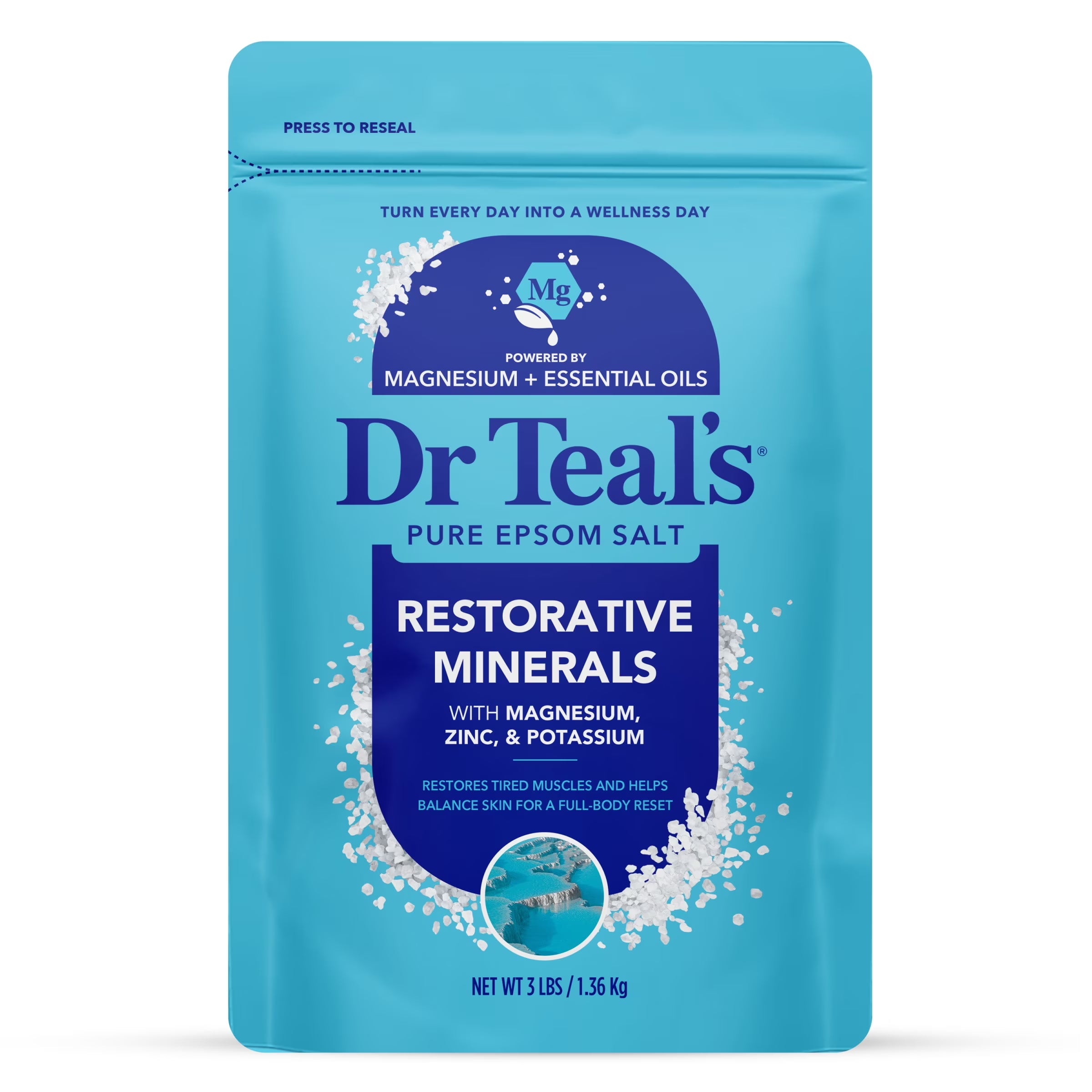 Dr Teal'S Epsom Salt Magnesium Soak, Restorative Minerals with Potassium & Zinc, 3 Lbs
