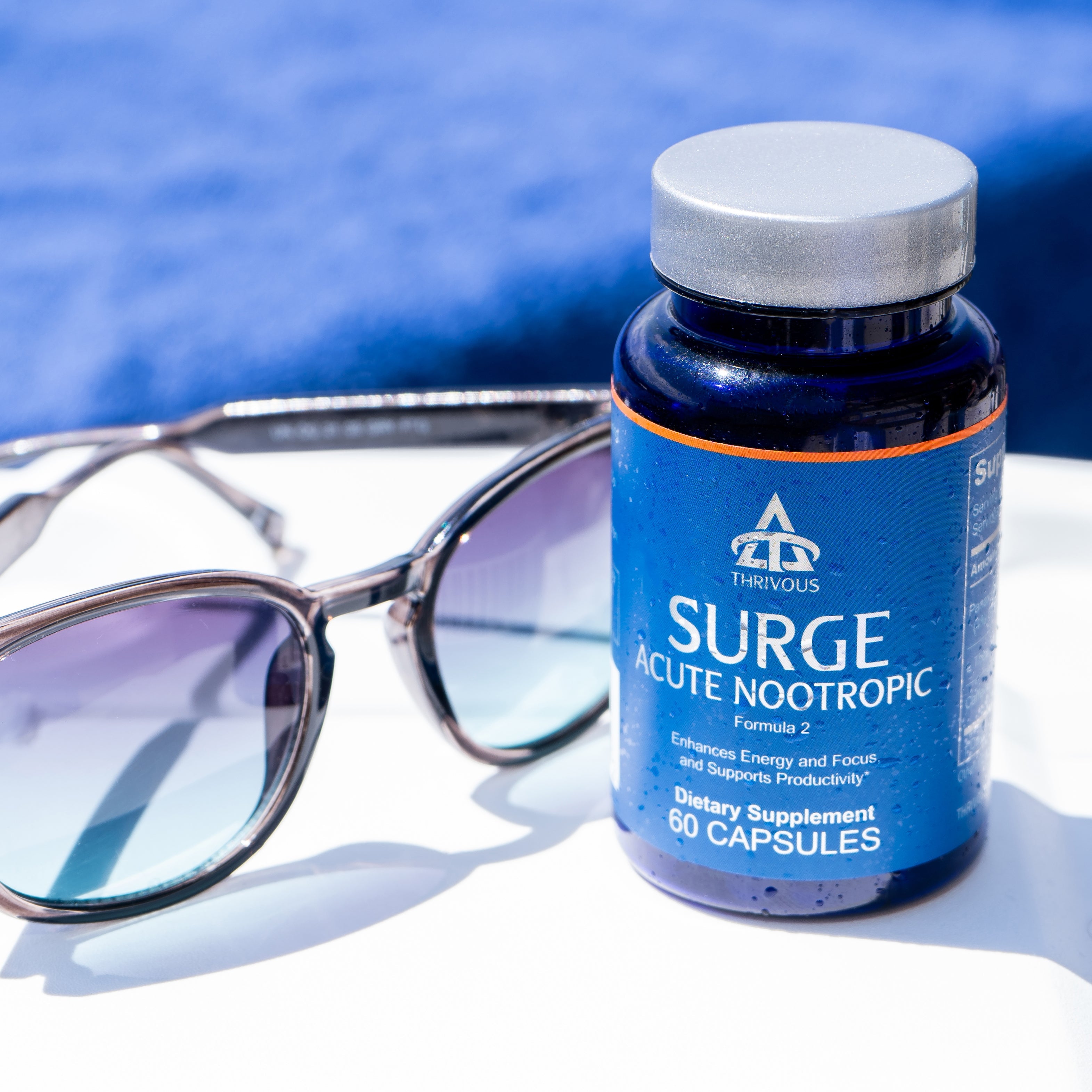 Surge Acute Nootropic – Natural Brain Booster with Caffeine, L-Theanine & Panax Ginseng for Energy, Focus & Mental Performance – 60 Capsules