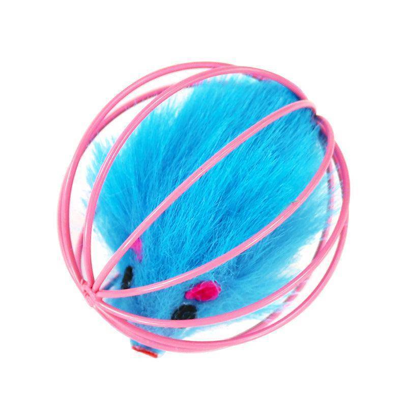Interactive Plush Cage Mouse Cat Toy - Durable, Colorful, and Safe Entertainment for Cats