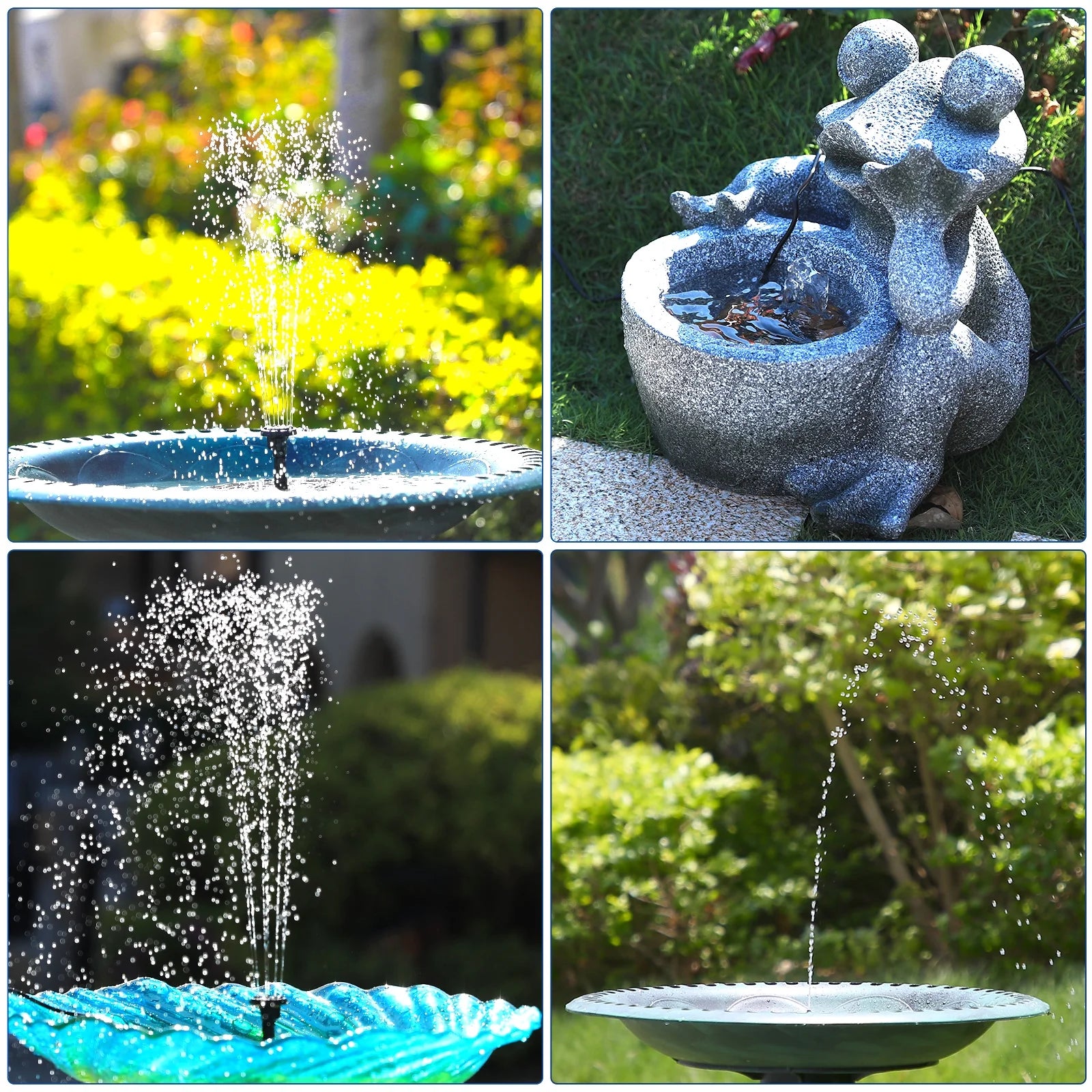 AISITIN Solar Fountain Water Pump, 1.5W Solar Powered Bird Bath Fountain, Submersible Water Pump Kit Solar Panel Kits for Outdoor Pool, Small Pond, Garden Fish Tank