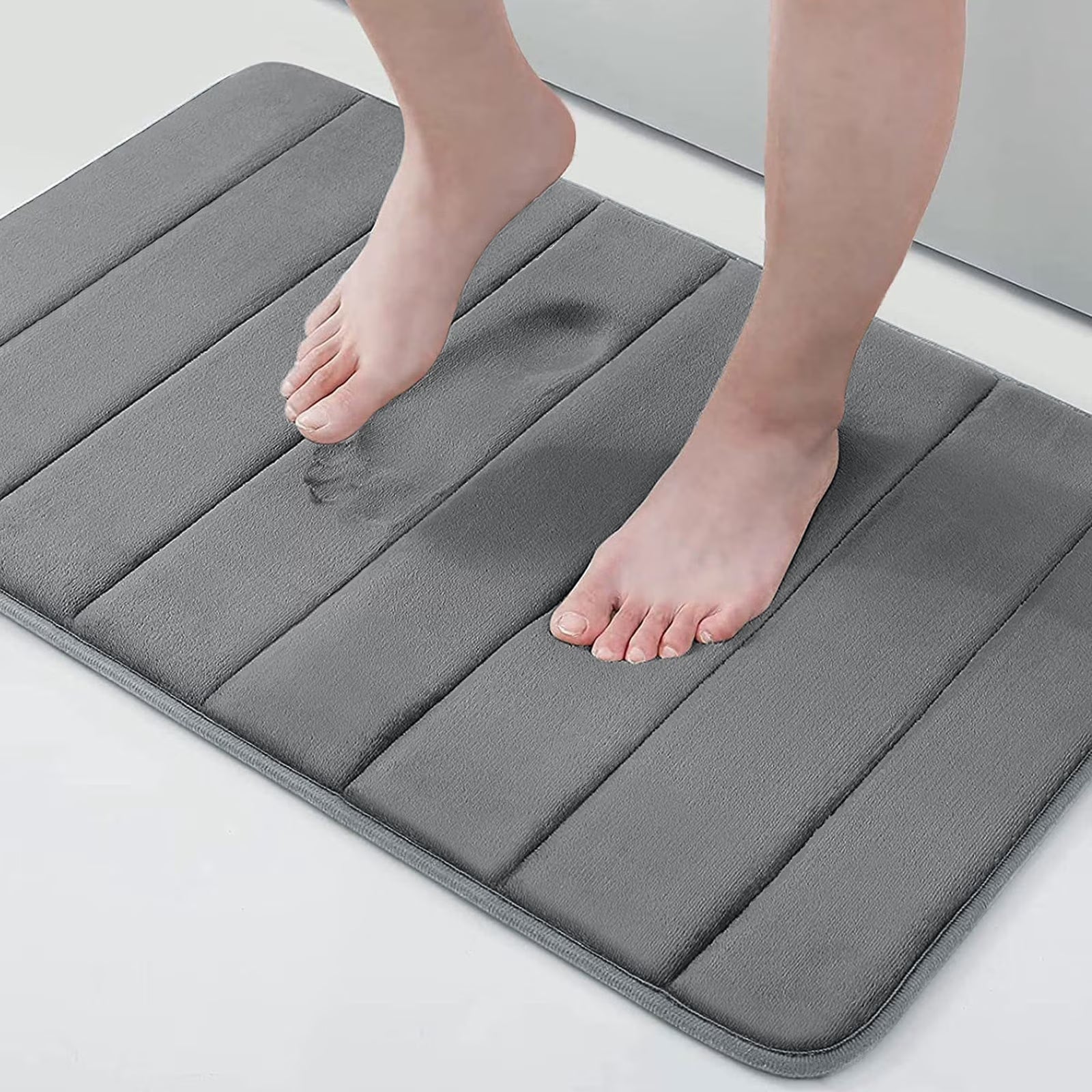 Buganda Memory Foam Bath Mats Soft Absorbent Bathroom Rugs 20" X 30", Black