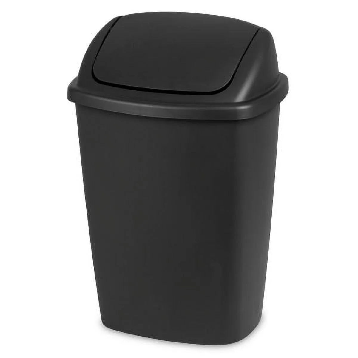 Sterilite Kitchen Trash Can, 7.5 Gallon Plastic Garbage Bin with Swing Top Lid, Black