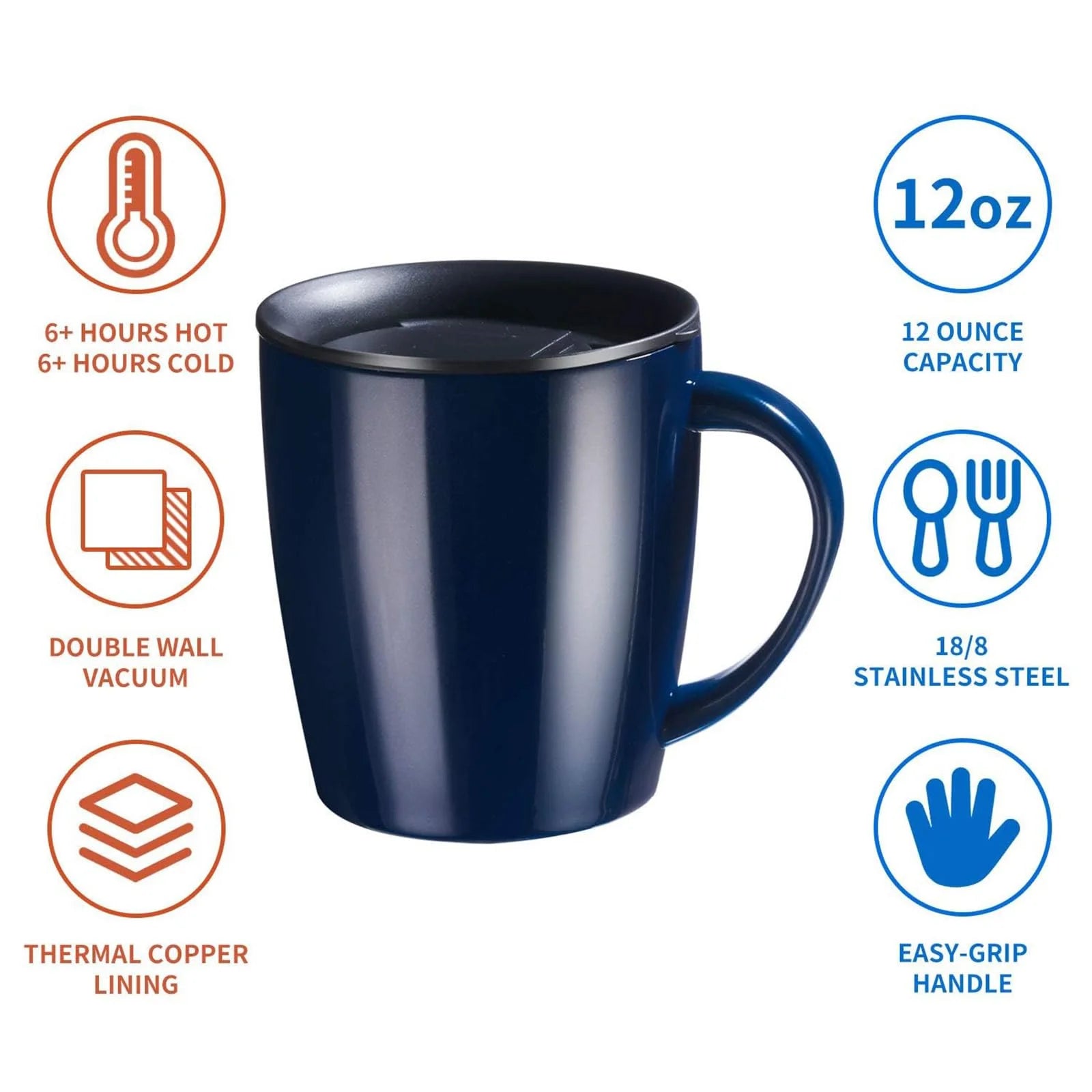PARACITY 12Oz Insulated Coffee Mug Stainless Steel Coffee Mug with Lid Handle Double Wall Vacuum Travel Mug