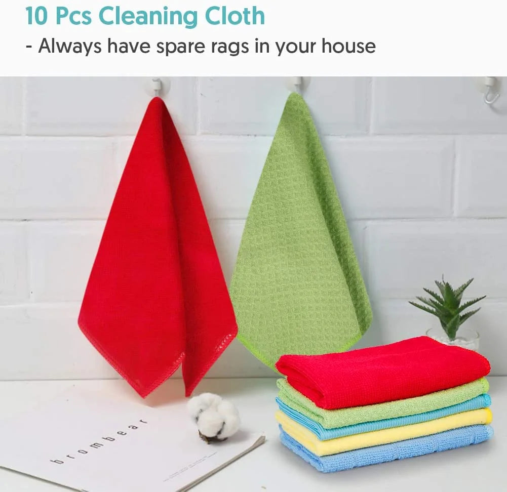 SUGARDAY 10 Pack Microfiber Cleaning Cloths Reusable Rags for Glass Kitchen Cleaning Washable Dish Cloth