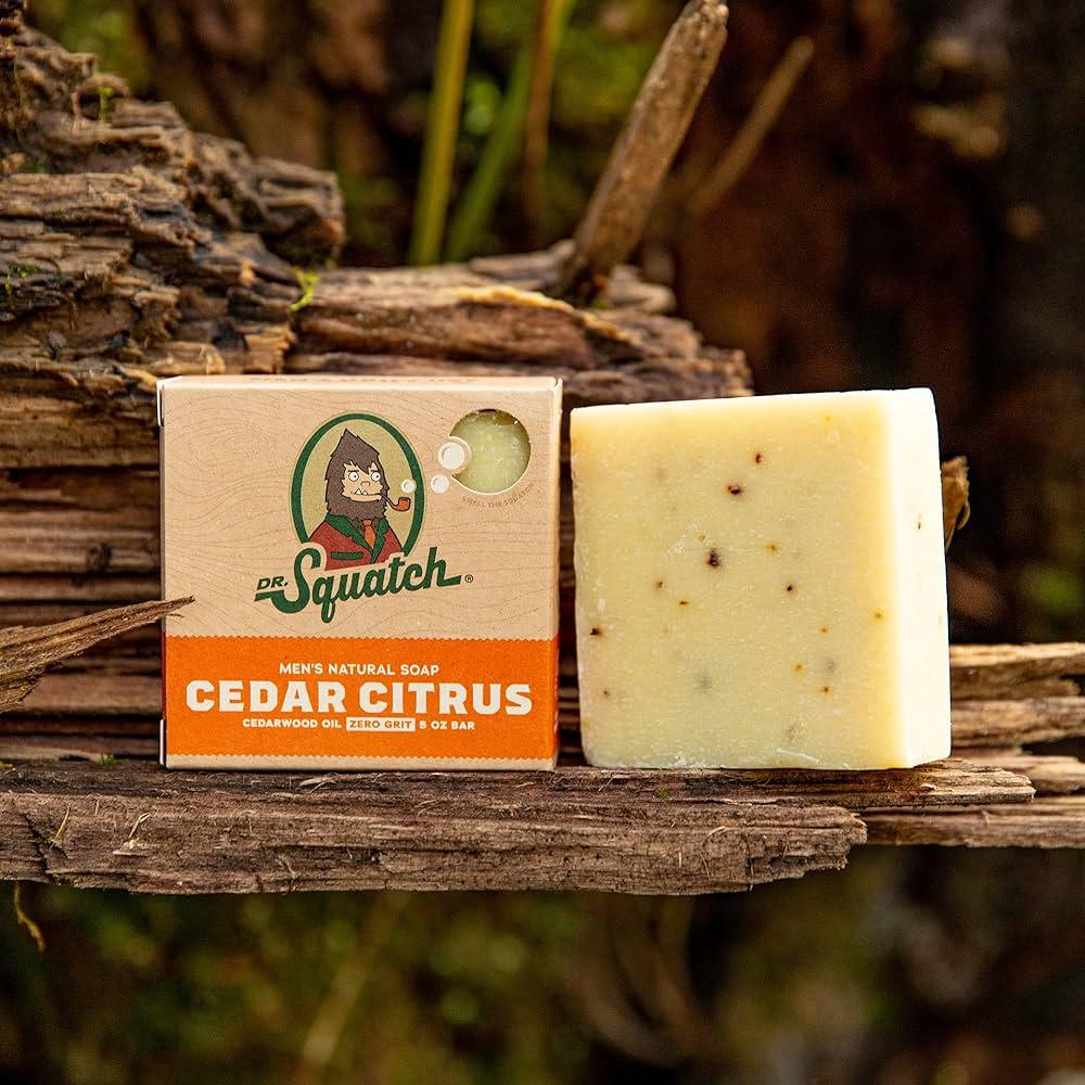 Dr. Squatch Cedar Citrus Men's Exfoliating Soap - Natural, Handmade, USA, Paraben-Free