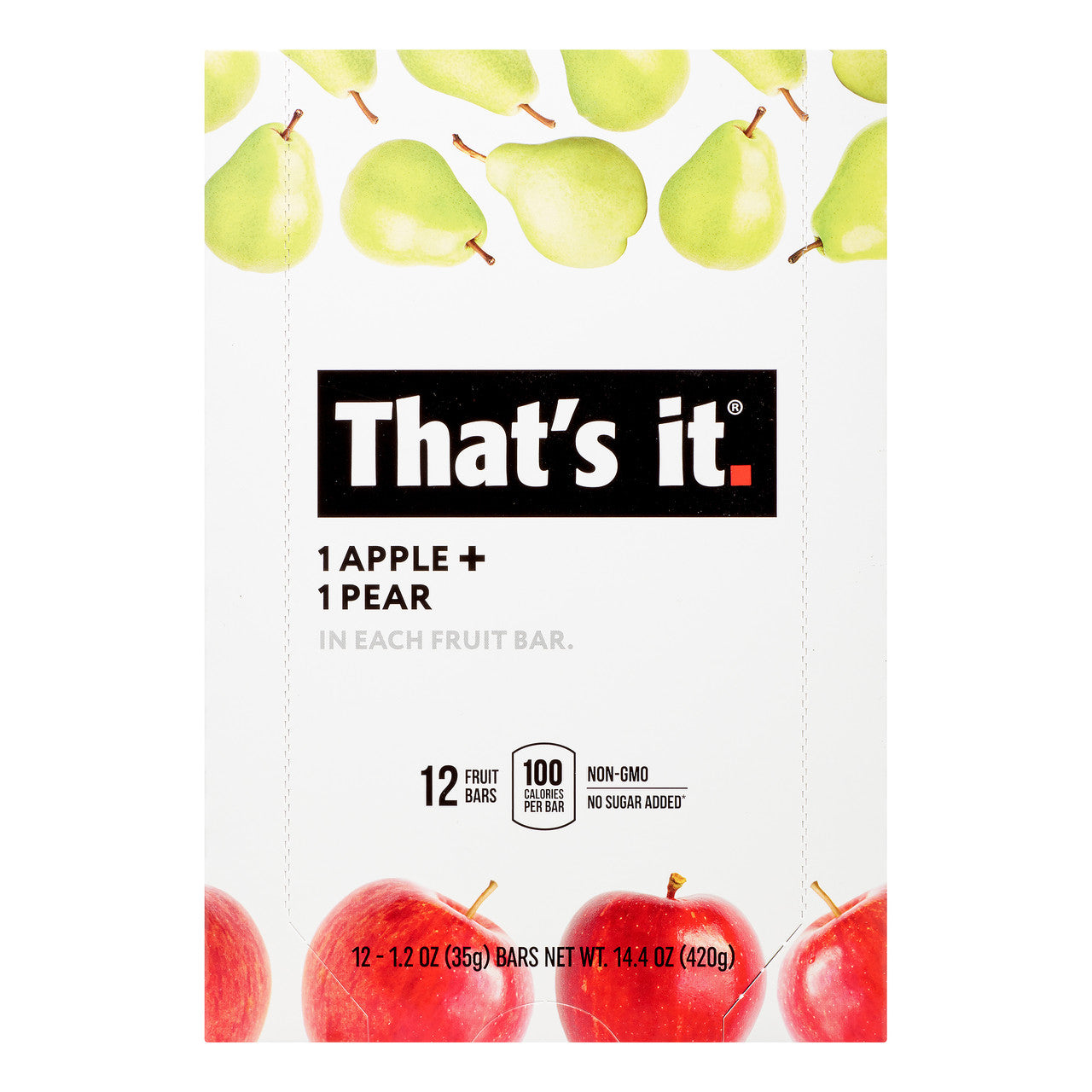 That’s It Apple + Pear Fruit Bar (12 x 1.2 oz) | 100% Real Fruit, High Fiber, No Added Sugar, Gluten-Free Snack