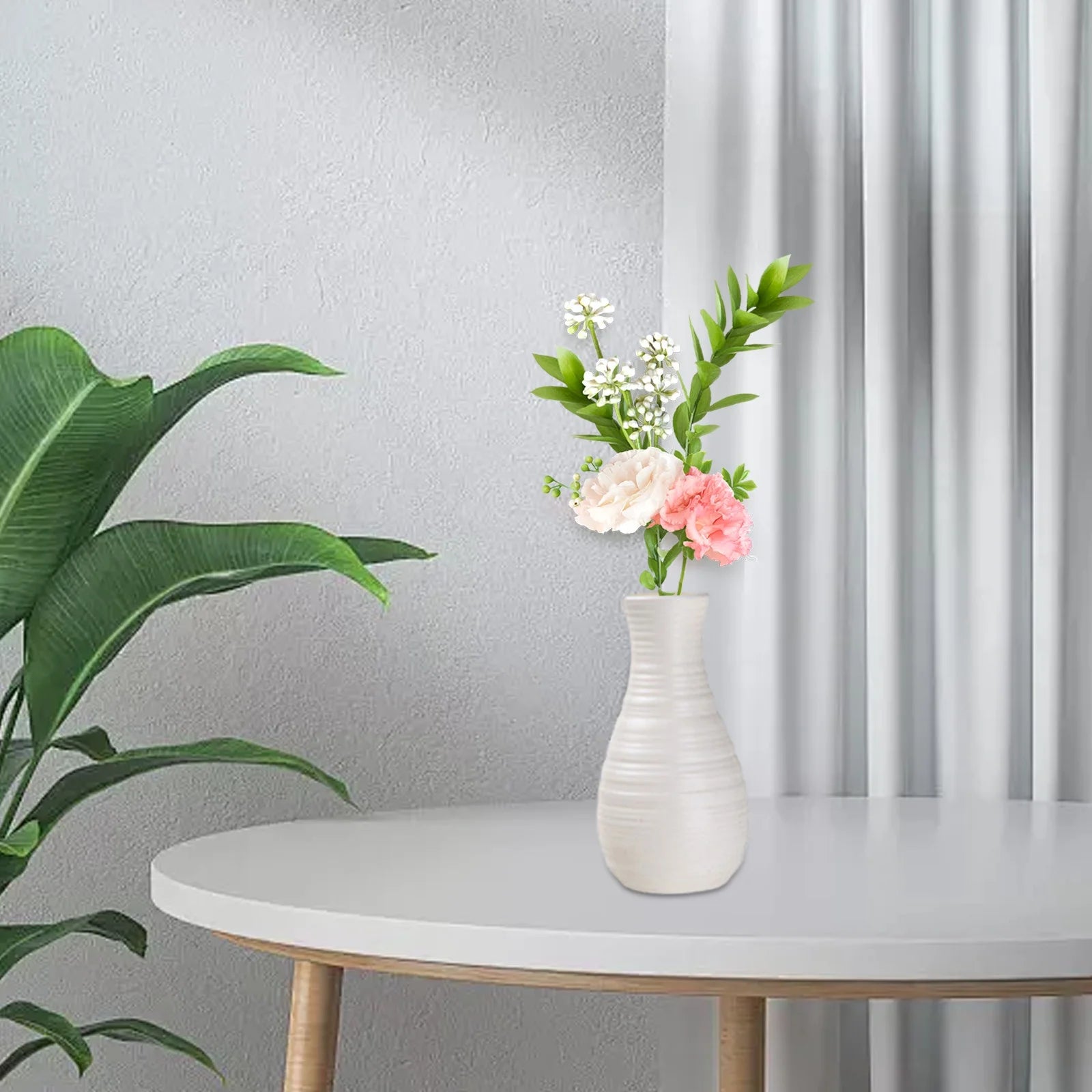 White Tall Floor Vase, 8.27×2.16" Vase, Decorative Flower Vases for Modern Home Decor Living Room Office Bedroom Kitchen Wedding Centerpieces Farmhouse Decor Cute Vases, Home Gifts Women Mom