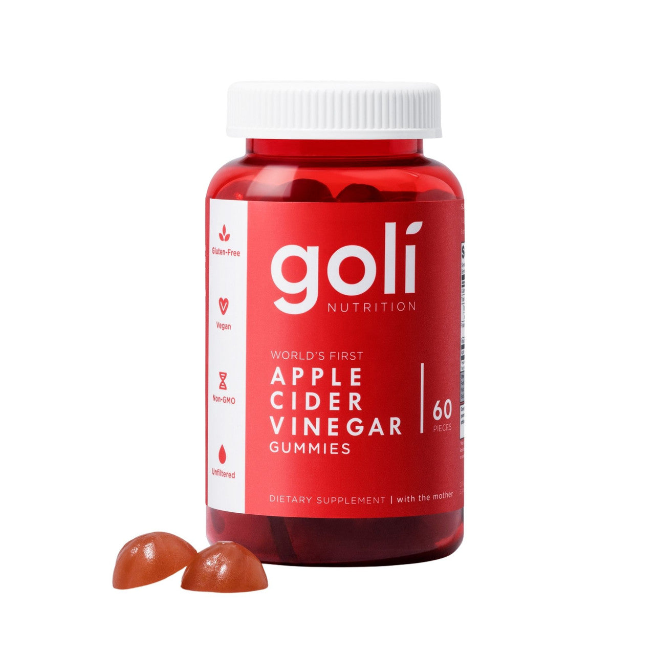 Goli Apple Cider Vinegar Gummies – ACV Supplement with Vitamin B12 for Digestion, Detox, Weight Management & Immune Support, 60 Count
