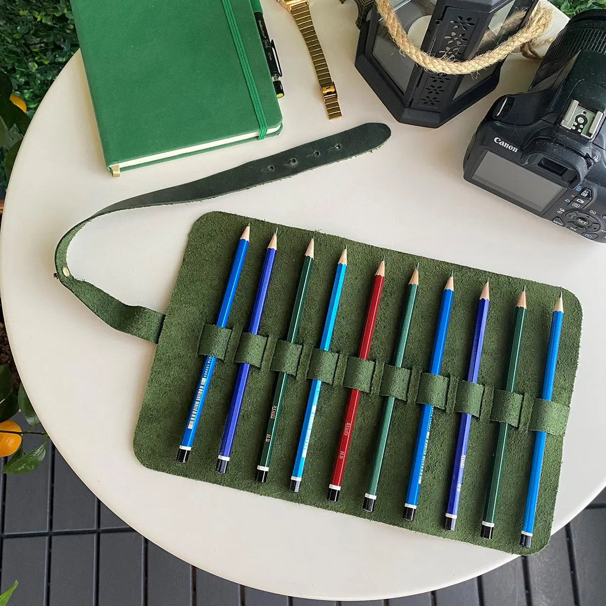 Helsinki Premium Genuine Leather Pencil Case for Artists & Professionals Hodica