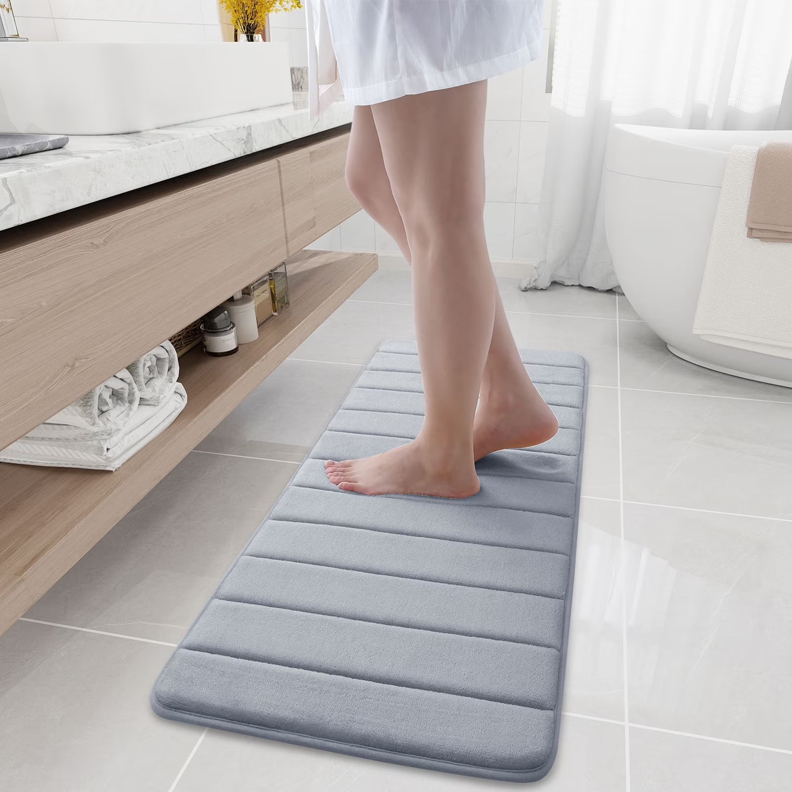 Buganda Memory Foam Bath Mats Soft Absorbent Bathroom Rugs 20" X 30", Black