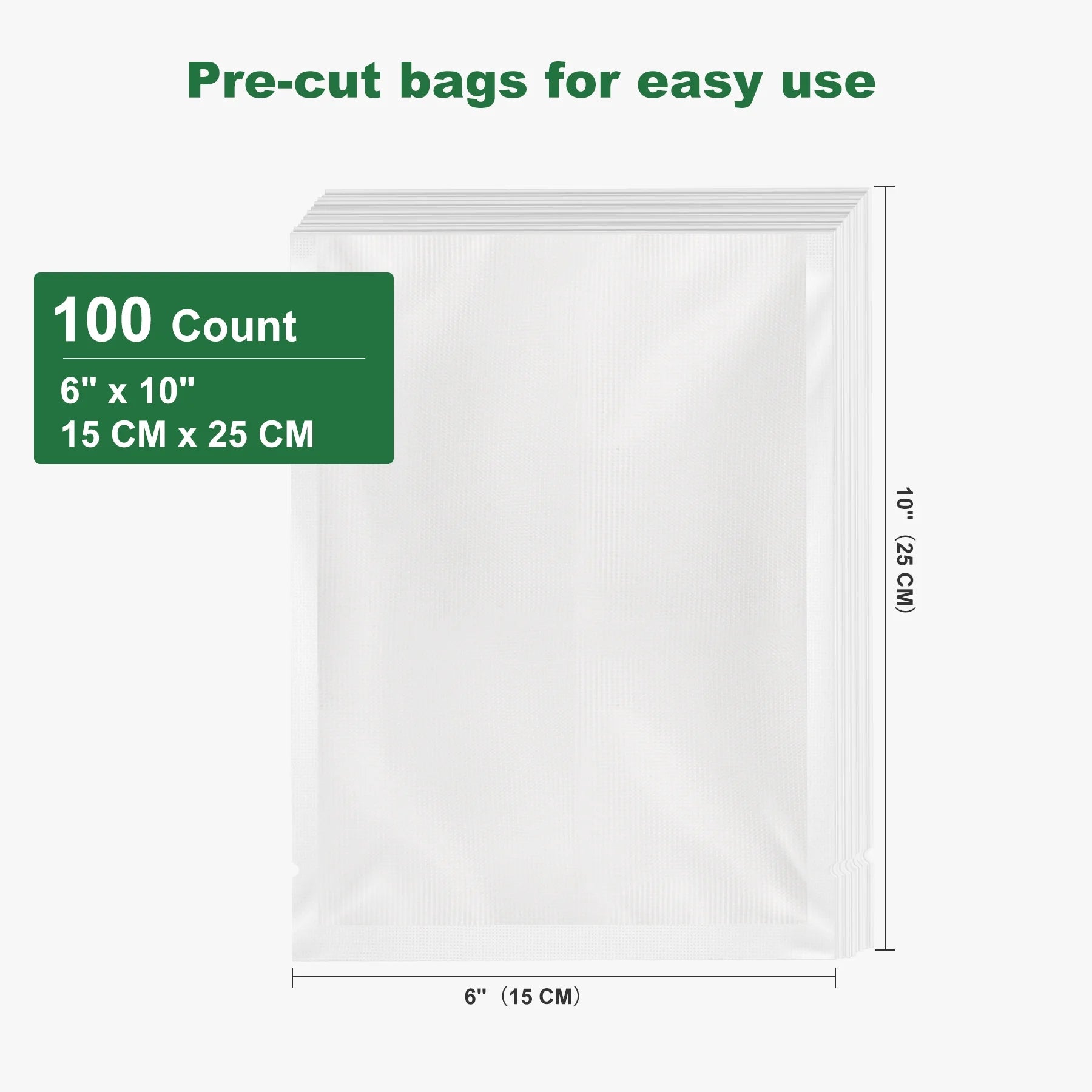 Bonsenkitchen Vacuum Sealer Bags, BPA Free Freezer Bags, 6" X 10" X 100 Count