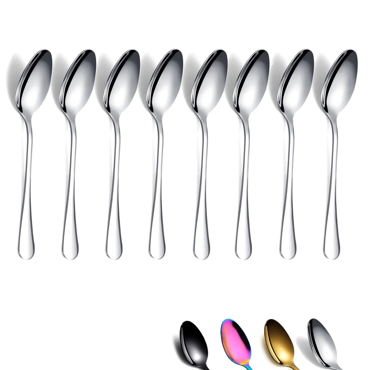 Reanea Teaspoons 5.5" Set of 8 Stainless Steel Tea Spoons Silverware, Small Dessert Tea Spoon