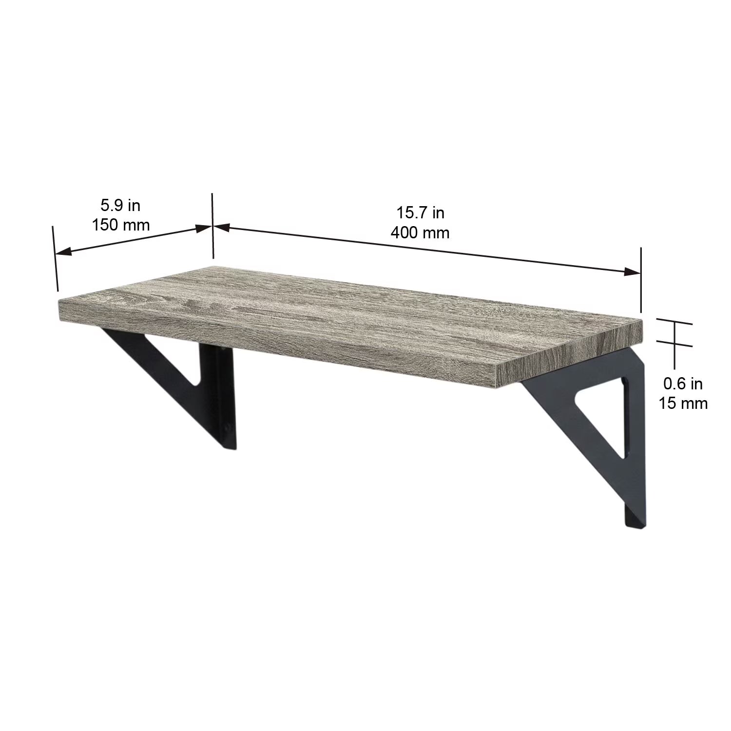 Hyper Tough 6 In. X 15 3/4 In. Rustic Gray Laminated Wood Shelf