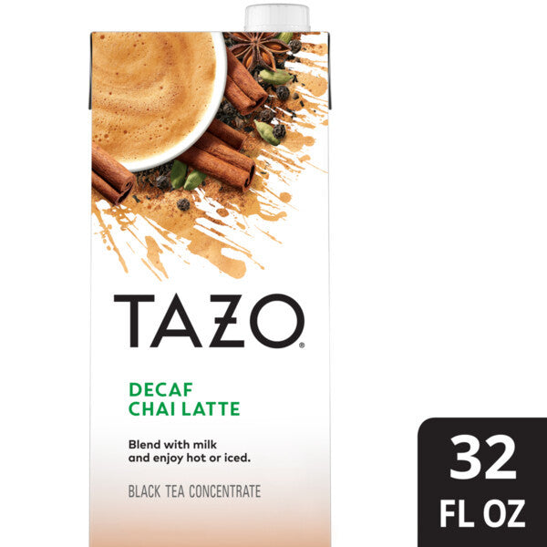 Tazo Decaf Chai Latte Concentrate – 32 fl oz (6 Pack) | Spiced Black Tea Blend