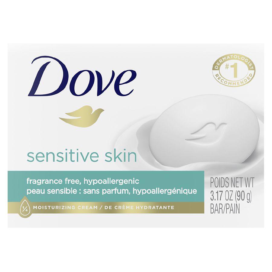 Dove Sensitive Skin Unscented Hypoallergenic Beauty Bar - Moisturizing & Dermatologist Recommended Soap 3.17 OZ
