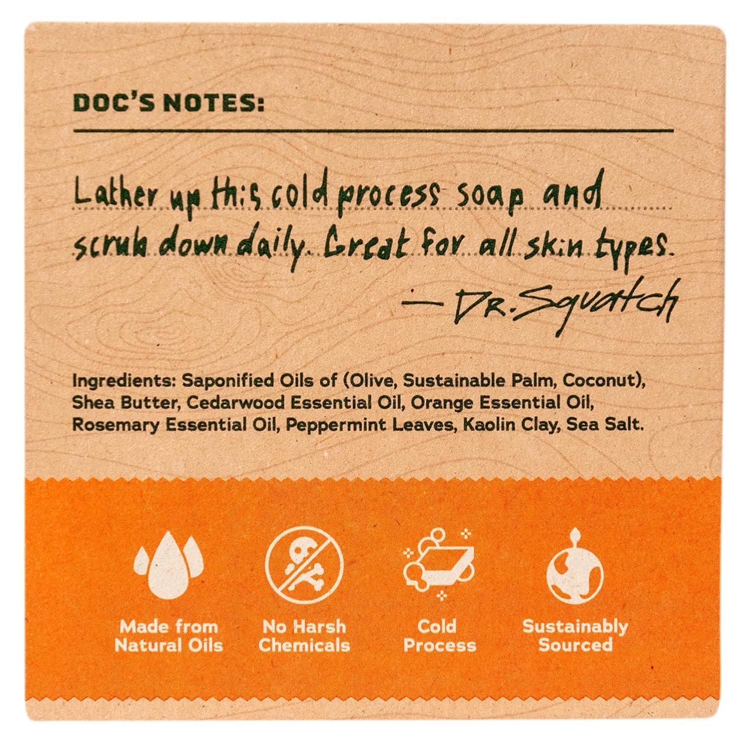 Dr. Squatch Cedar Citrus Men's Exfoliating Soap - Natural, Handmade, USA, Paraben-Free