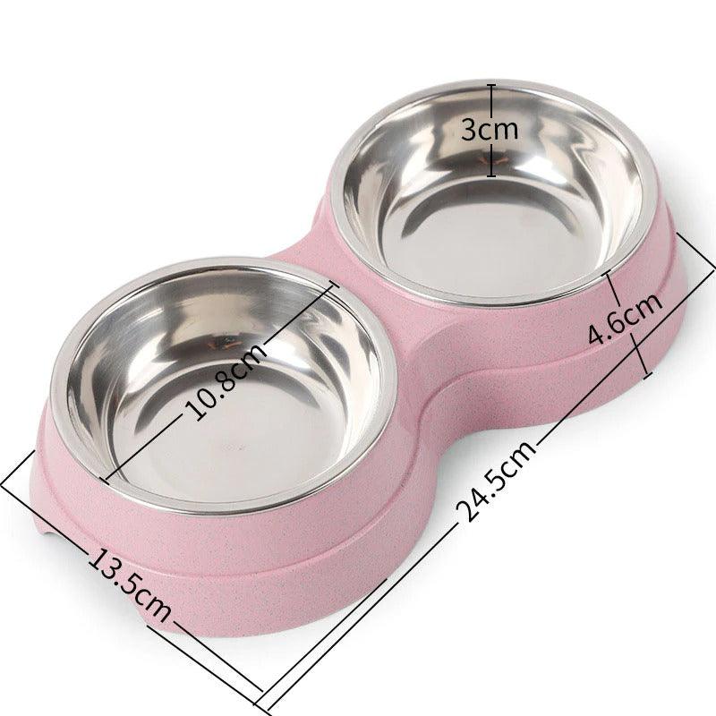 Premium Stainless Steel Double Pet Bowl Set for Cats & Dogs - Elegant & Durable Feeder