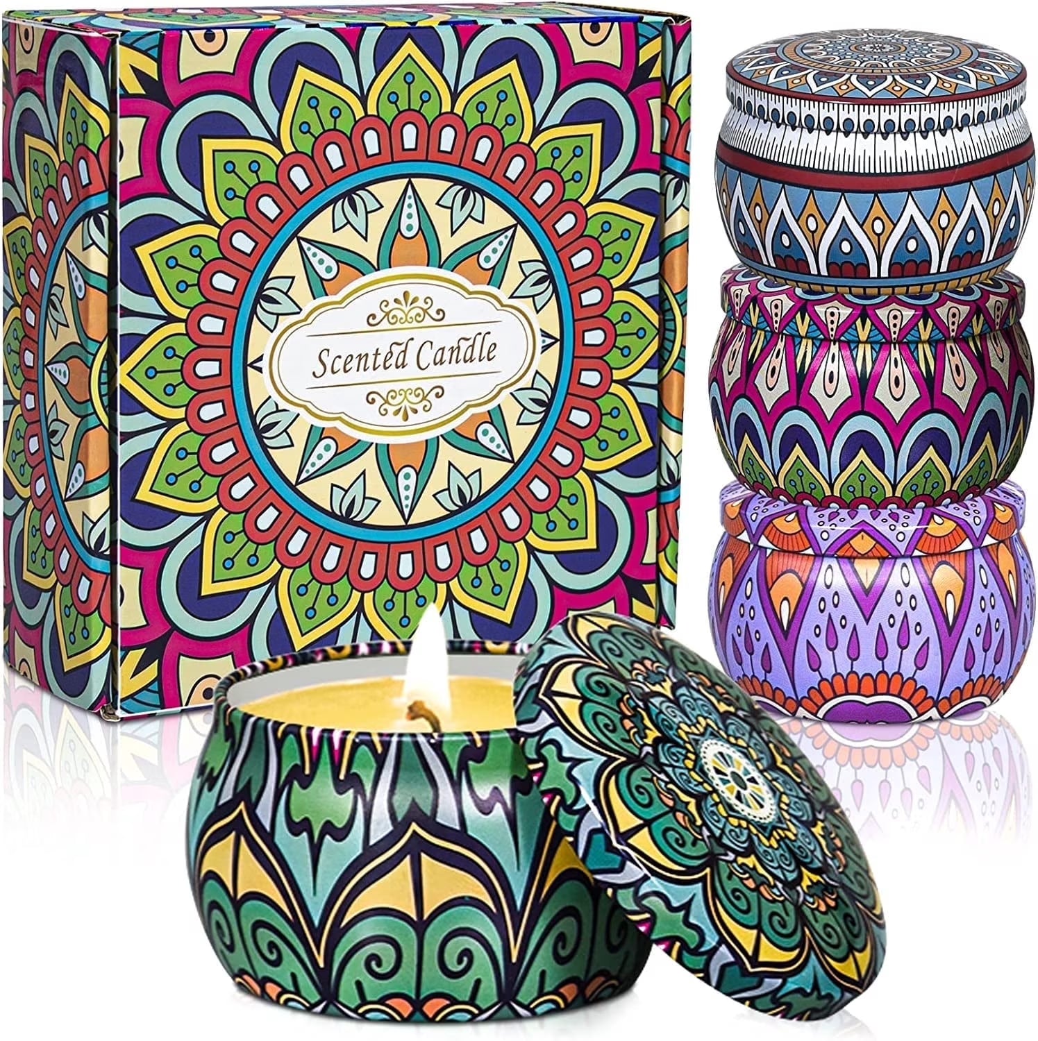 OSHINE Scented Candles Gift Set for Women: Soy Wax Scented Candle Fragrance Candles 4.4 Oz Strongly Fragrance for Stress Relief Halloween Christmas Birthday Mother'S Day