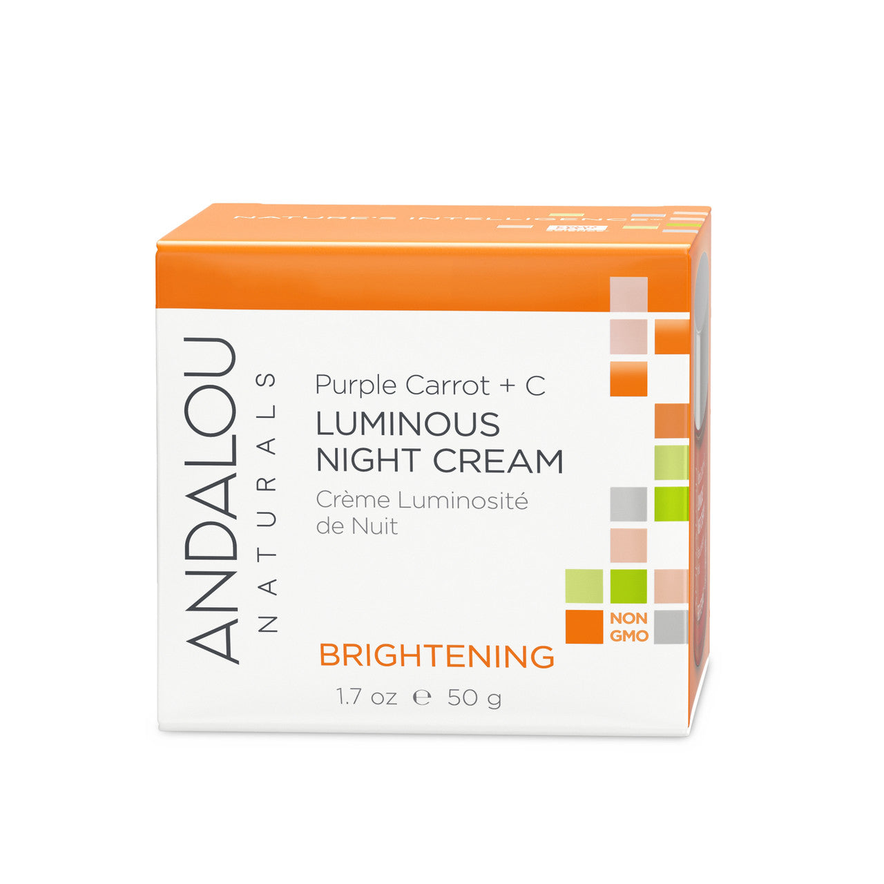 Andalou Naturals Purple Carrot +C Luminous Night Cream – Vitamin C Brightening & Anti-Aging Night Moisturizer with Hyaluronic Acid, 1.7 oz