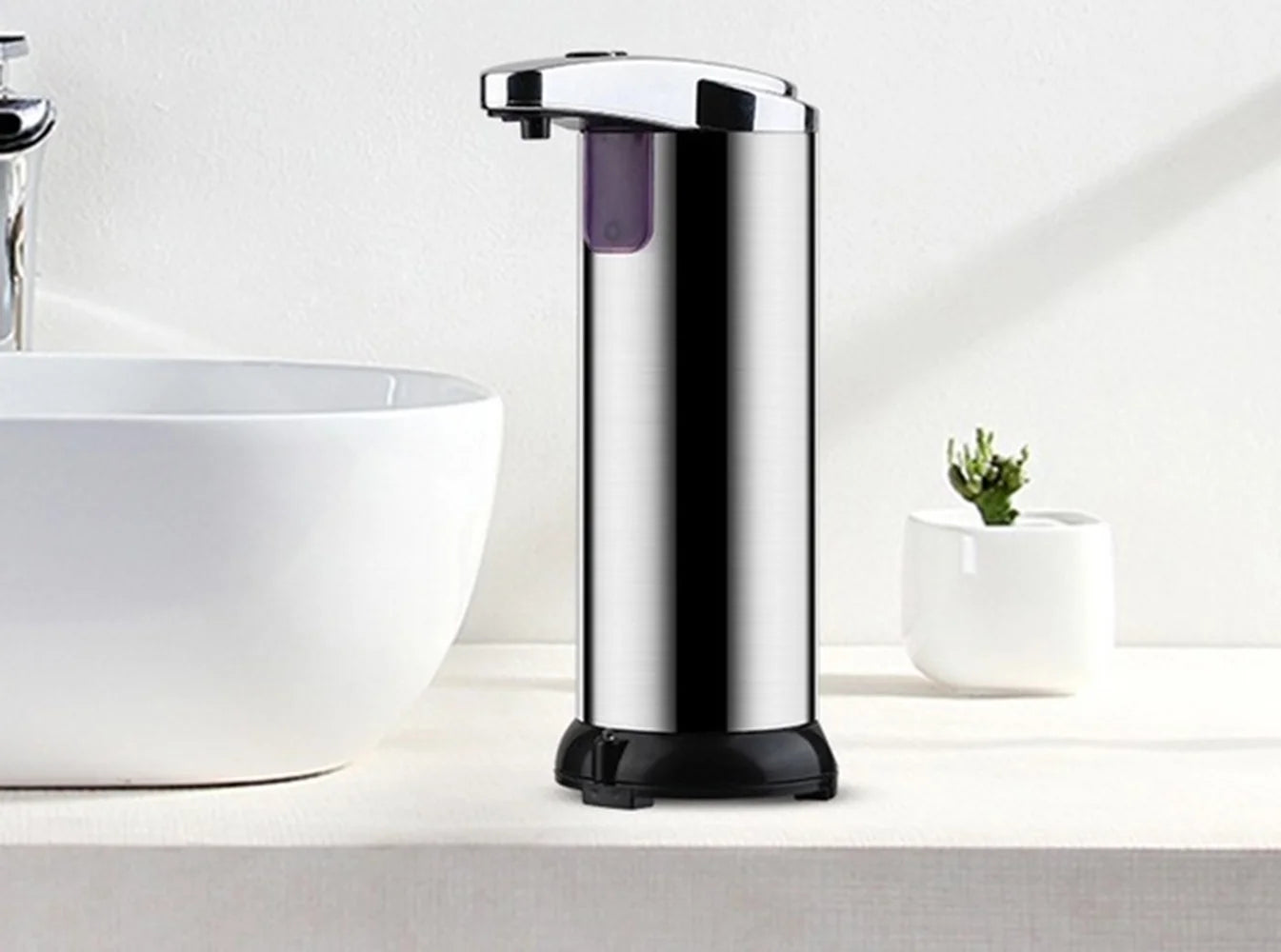 Delaman Automatic Liquid Soap Dispenser Touchless Battery Operated Stainless Steel Silver